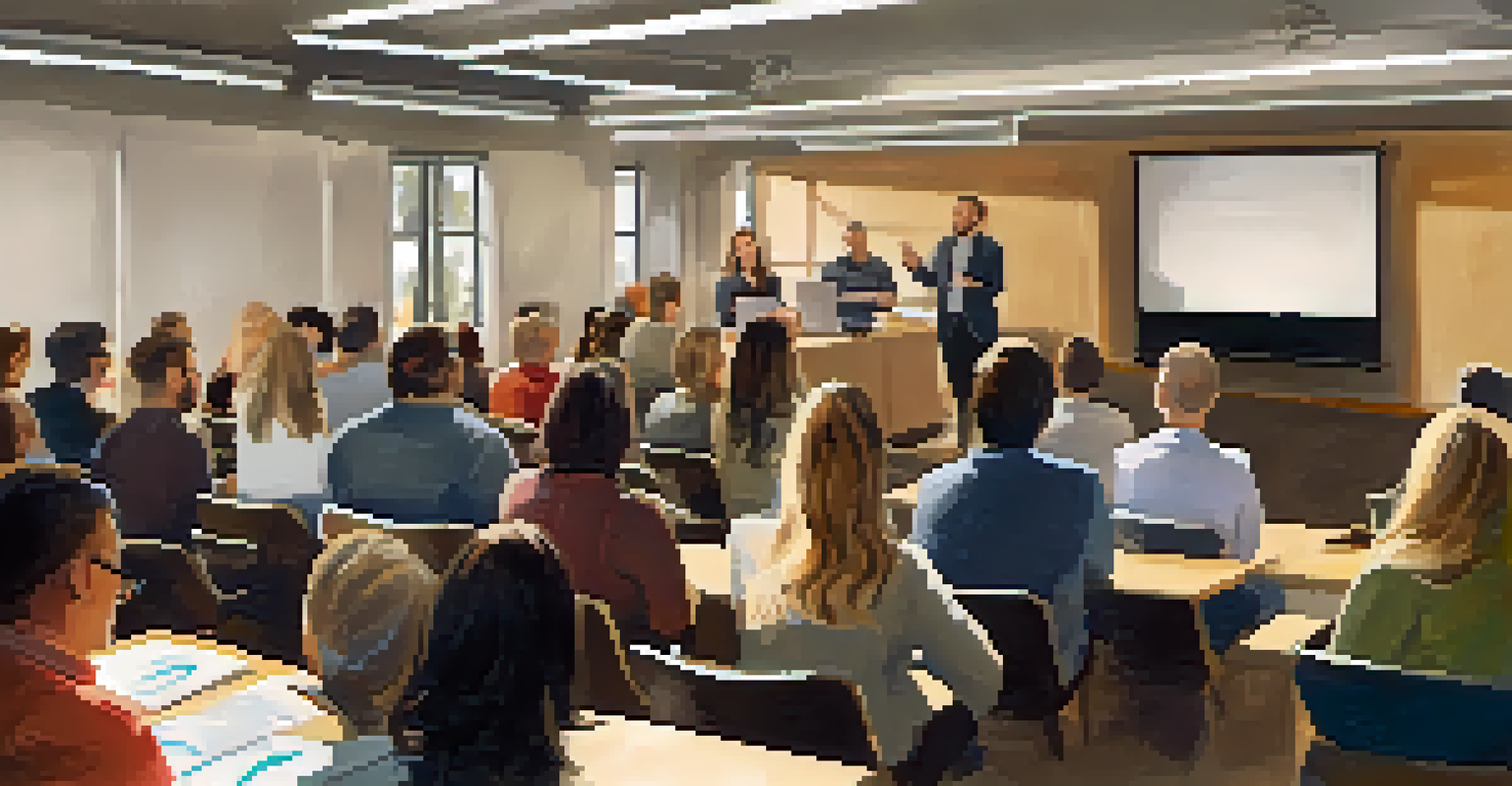 A guest speaker engaging with an audience during a tech workshop in Boulder, creating an inspiring atmosphere.