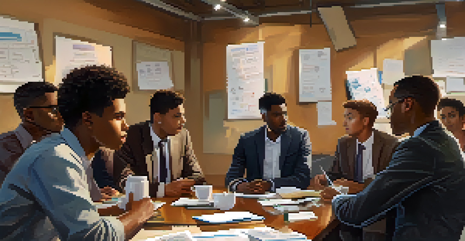 A youth council meeting with diverse young leaders discussing key topics around a table.
