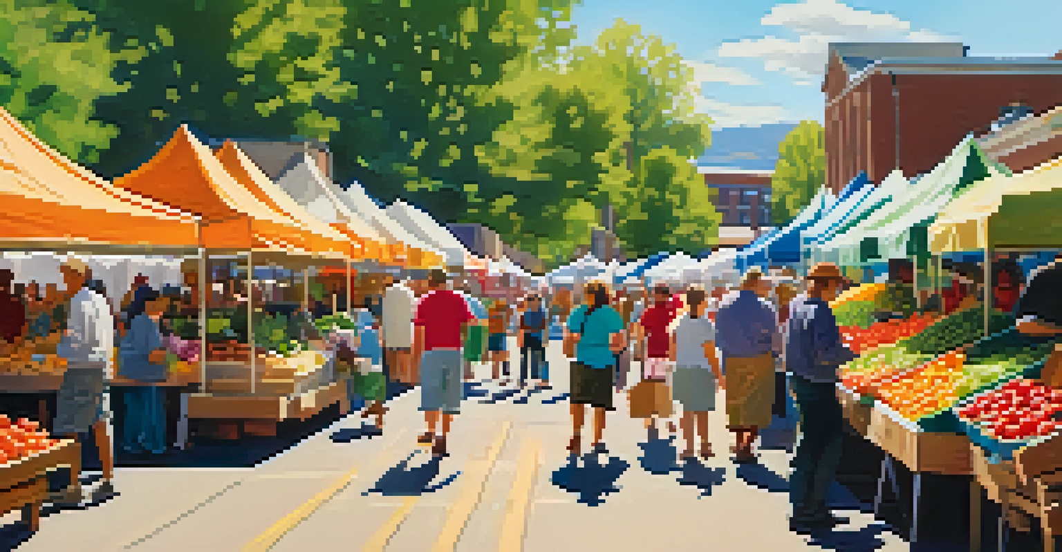 A vibrant farmers' market in Boulder, showcasing fresh produce and community engagement.