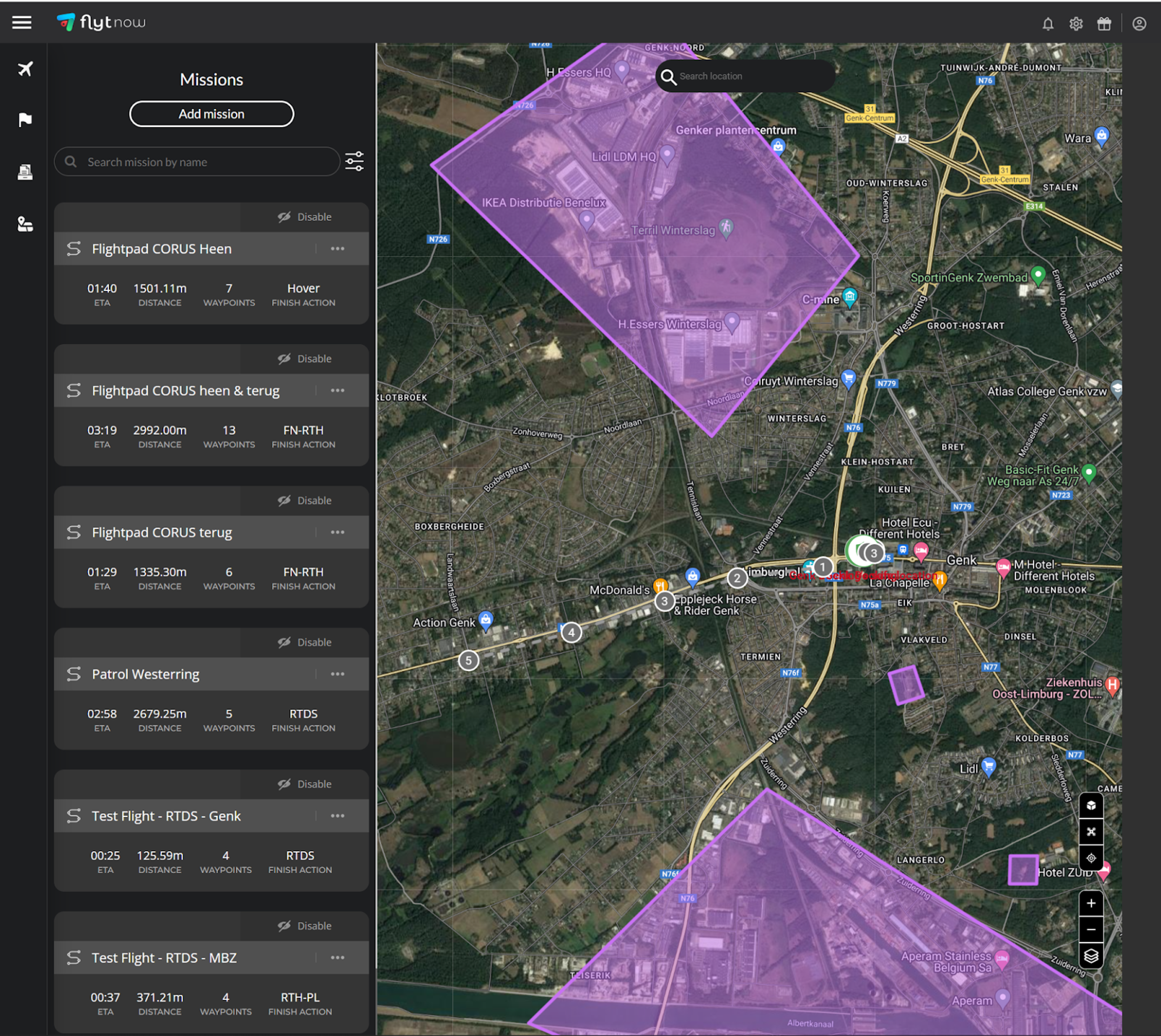 No fly zone dashboard