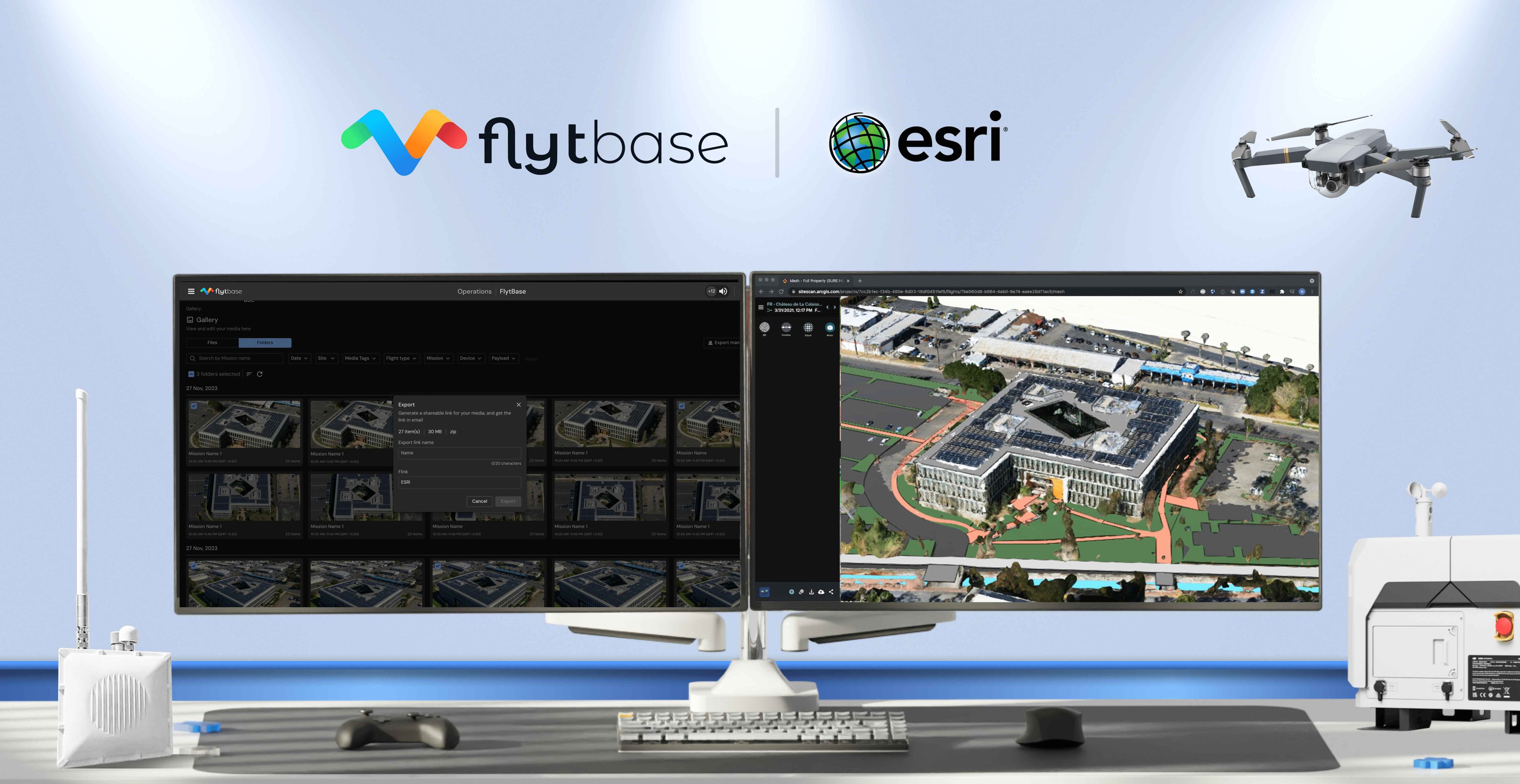 تتعاون شركتا FlytBase وEsri لتحويل بيانات الطائرات المسيرة المتصلة بالمحطة إلى معلومات نظم المعلومات الجغرافية.