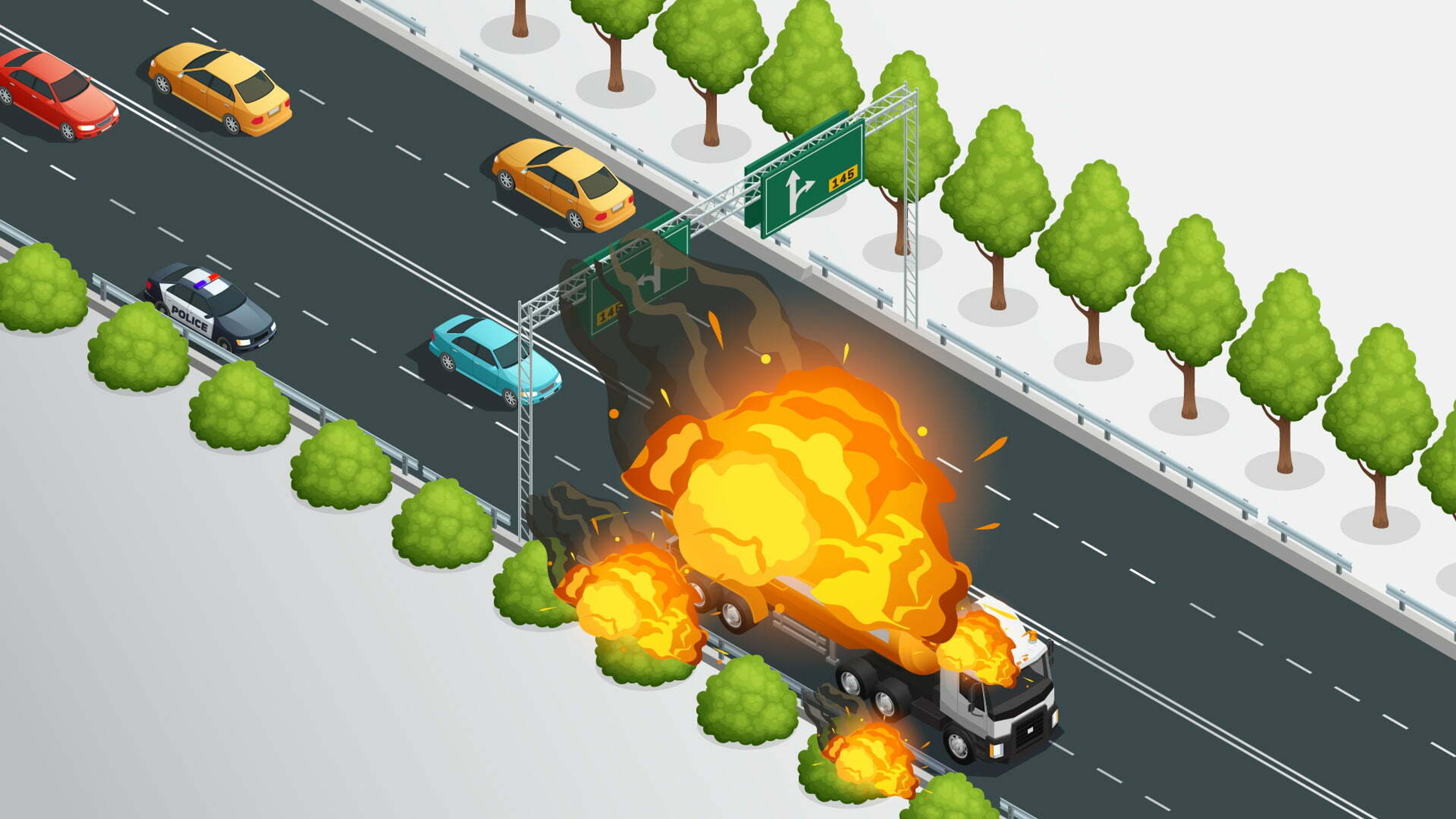 drone monitoring of a road accident