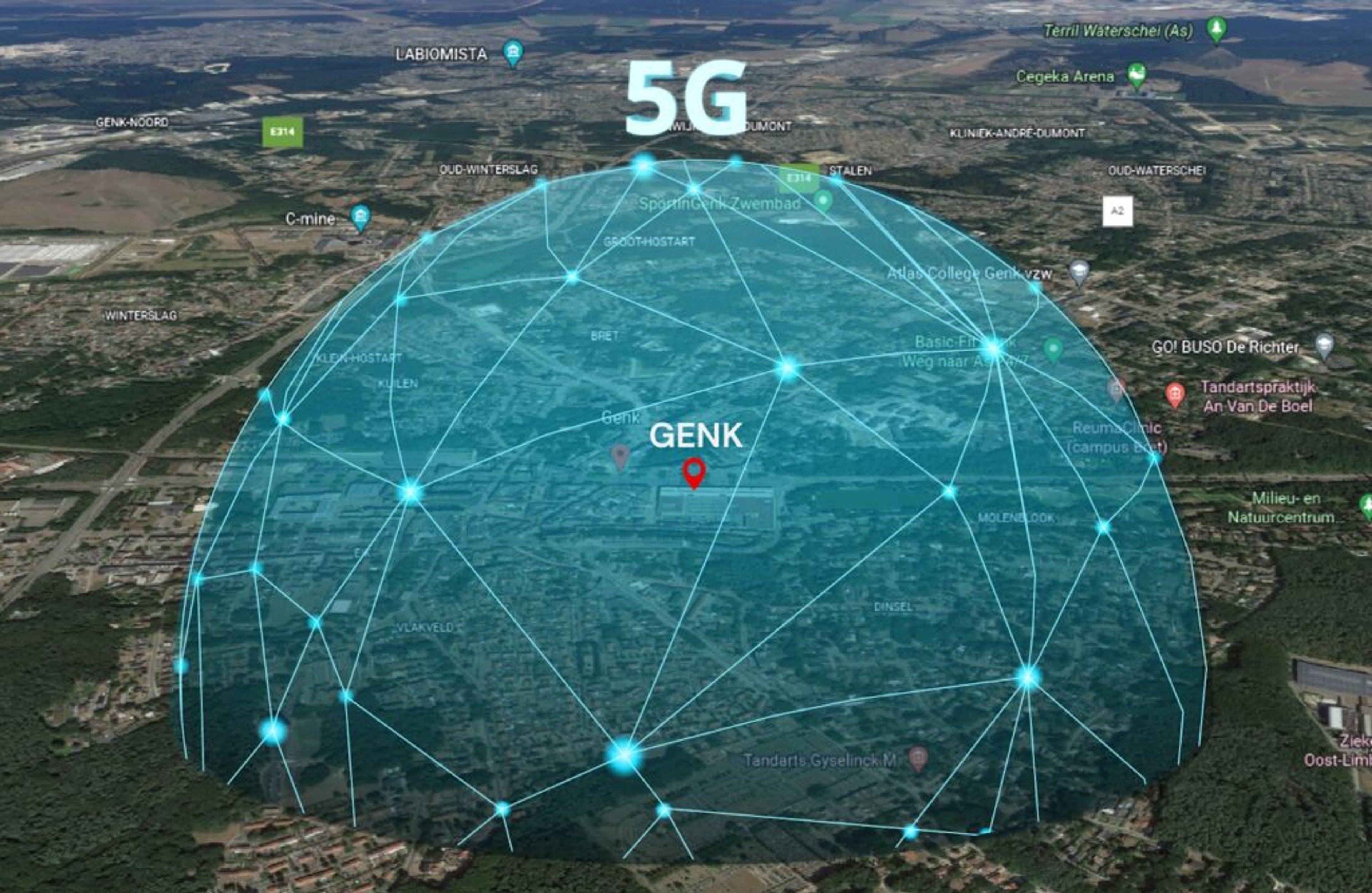city genk with 5g drone technology