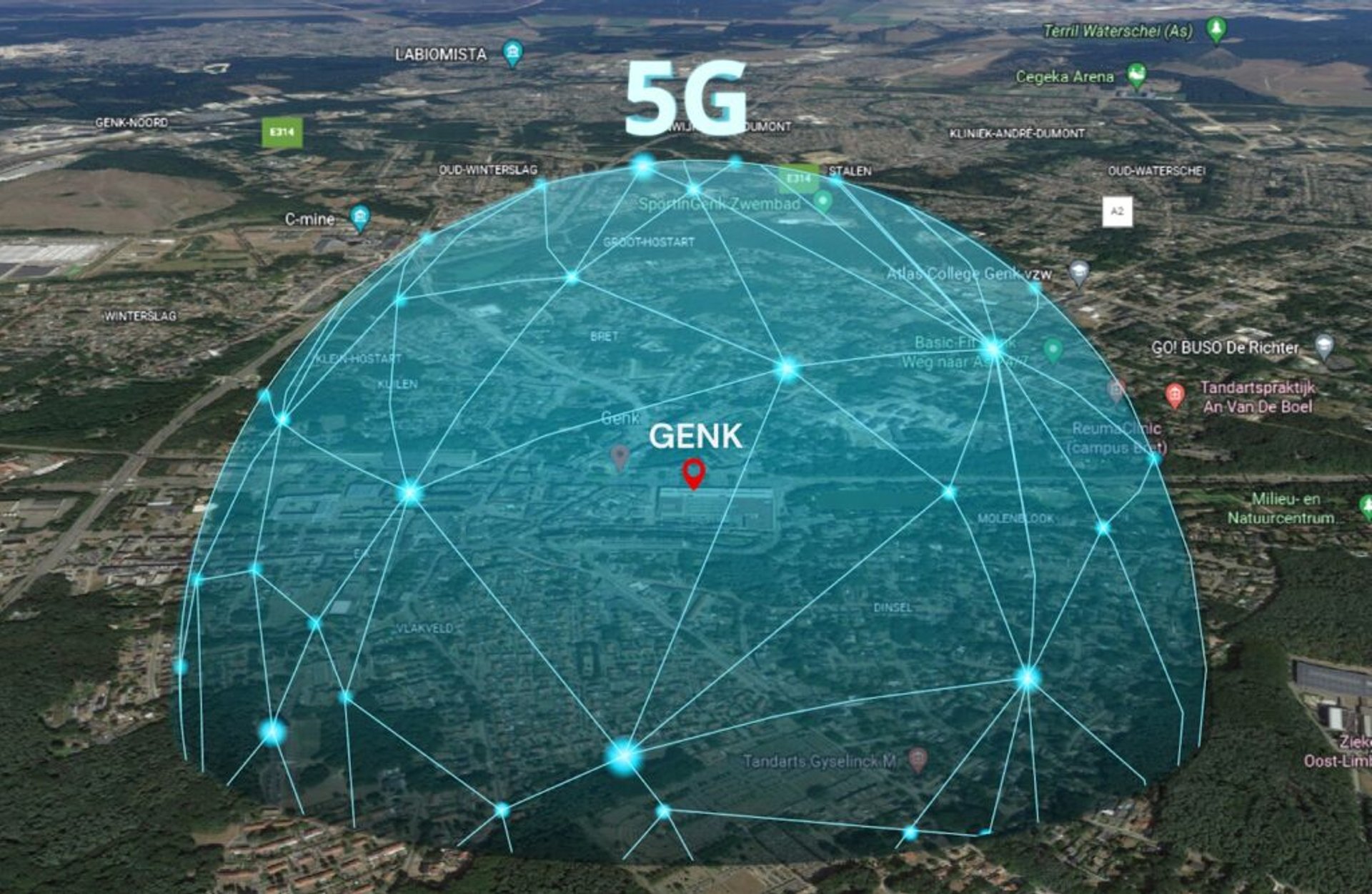 city genk with 5g drone technology
