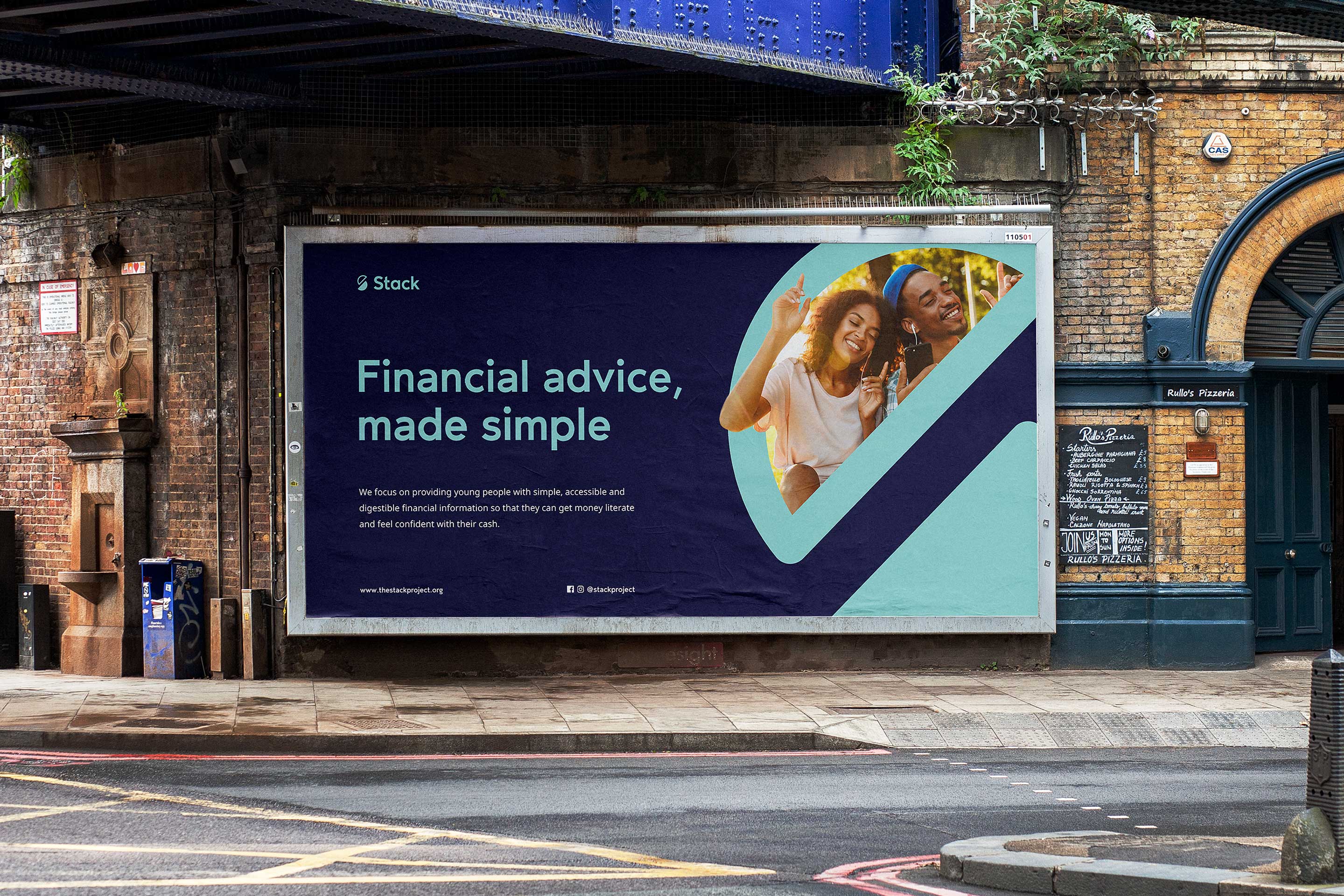 Large billboard showing Stack advertisement design by Silk Studio.