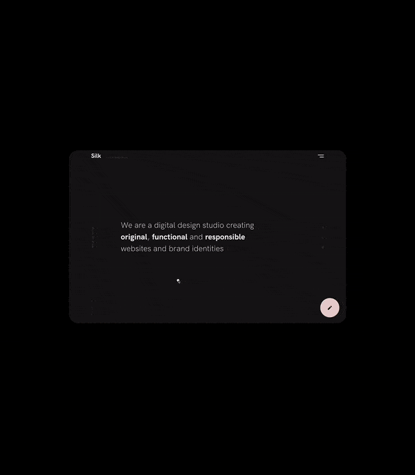 Silk Studio hero section with animated background.