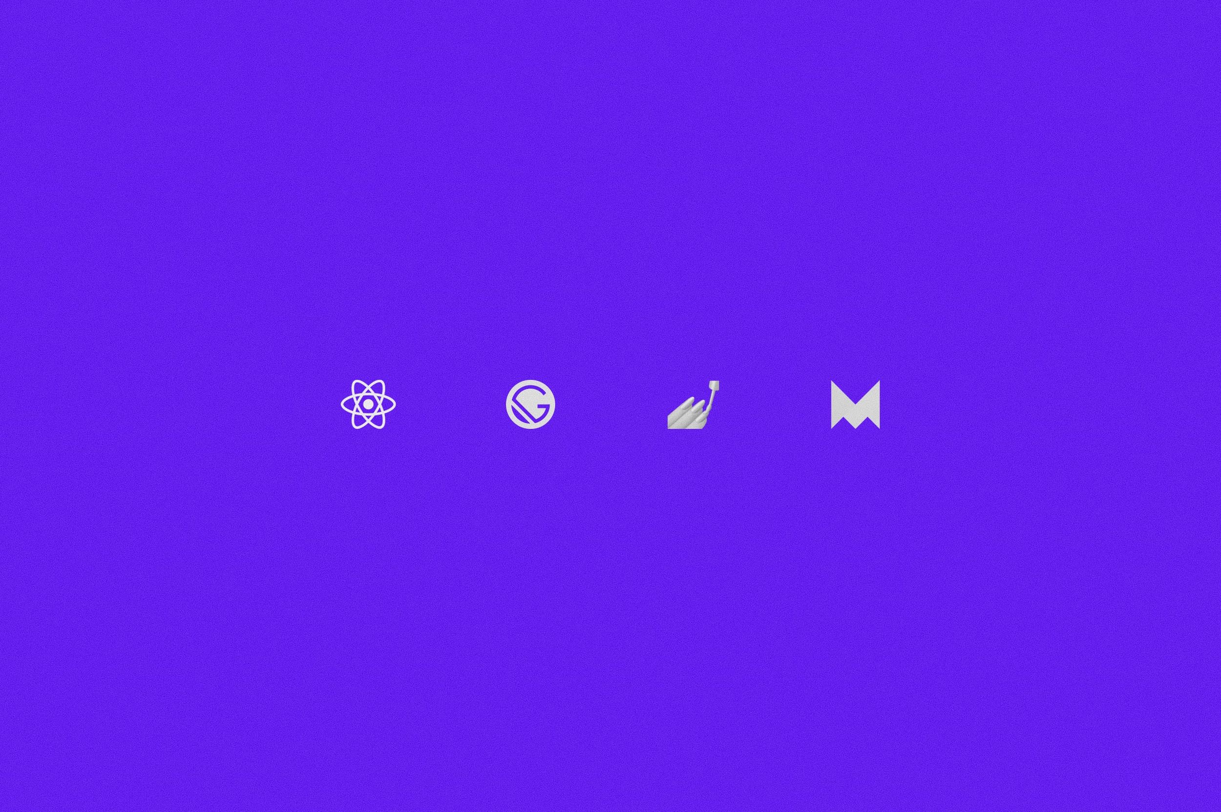 React.js, Gatsby.js, styled-components and Framer Motion logos