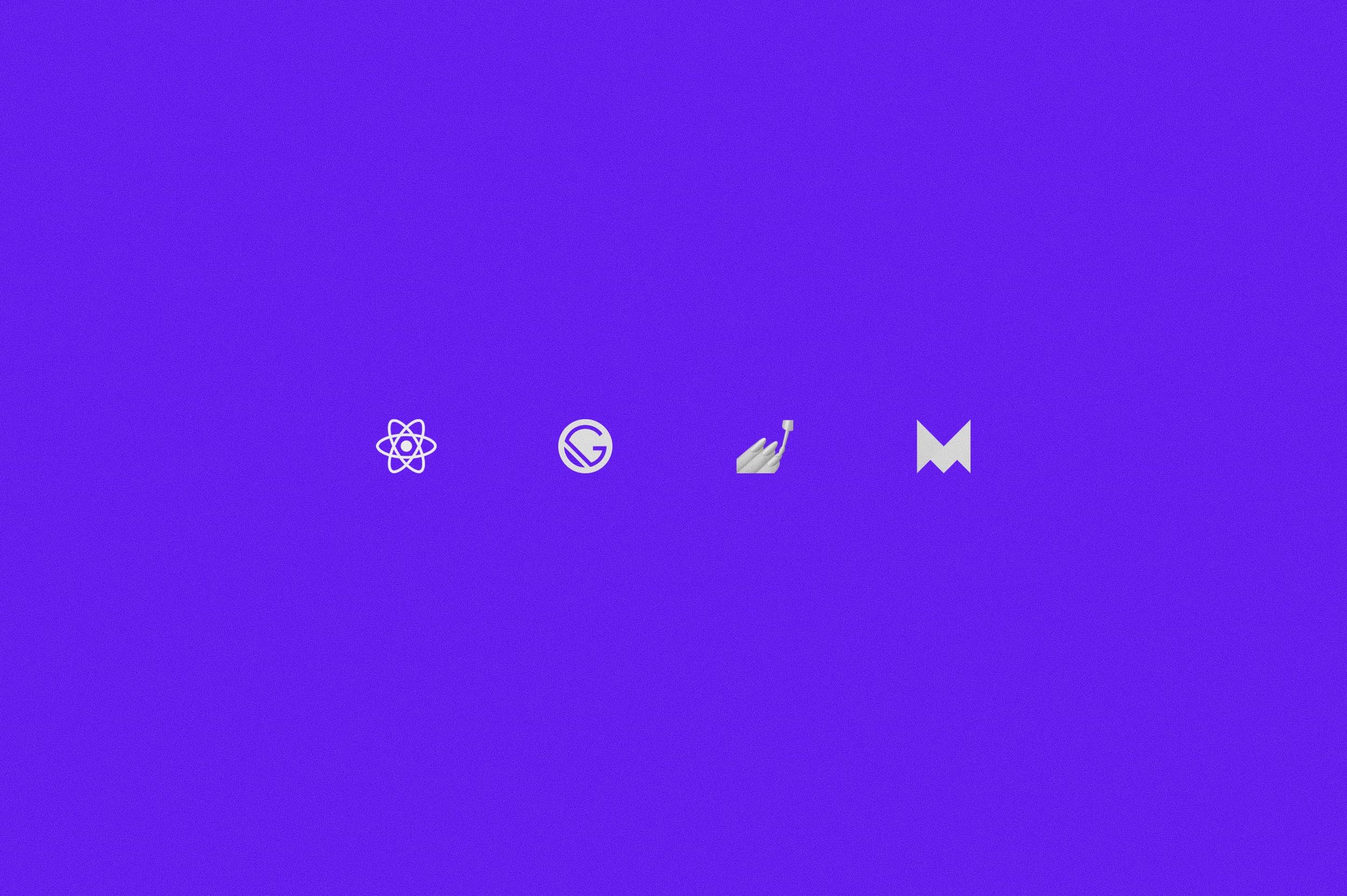 React.js, Gatsby.js, styled-components and Framer Motion logos