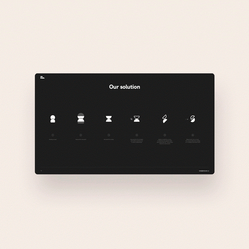 Animated gif cycling through slides from the Stack brand guidelines designed by Silk Studio.