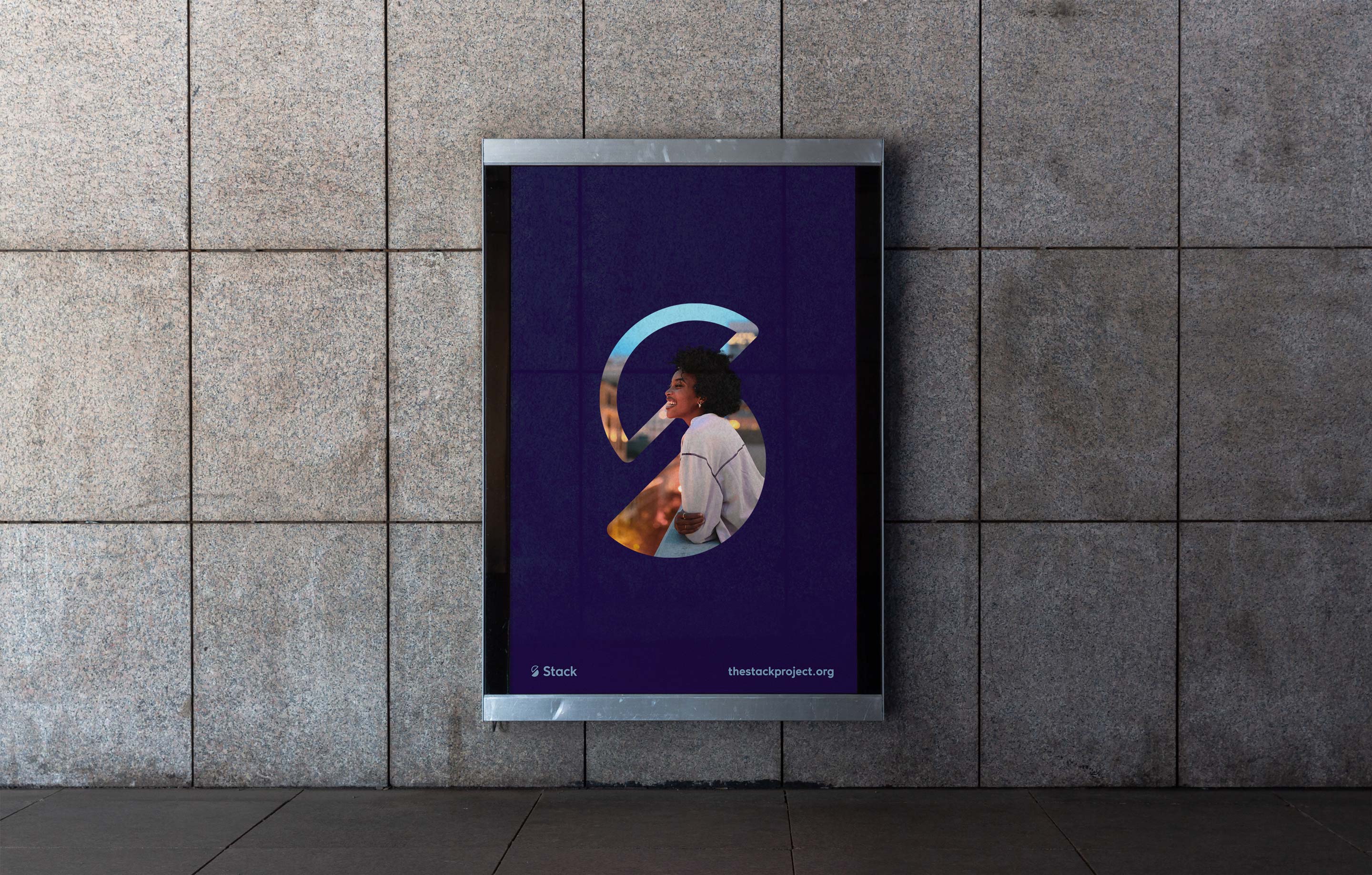 Digital screen showing Stack poster.