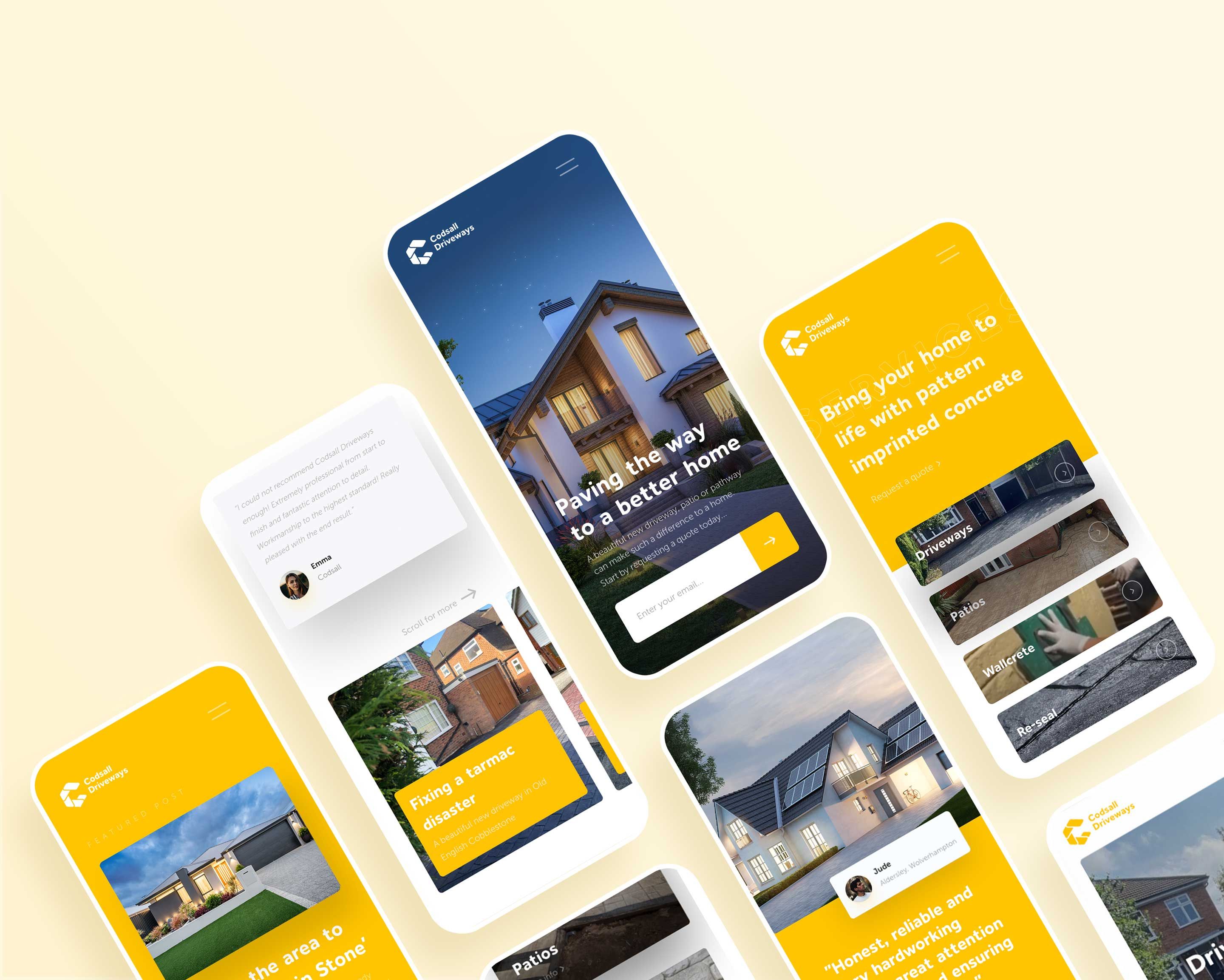 Codsall driveways case study from Silk Studio hero image of mobile screens.