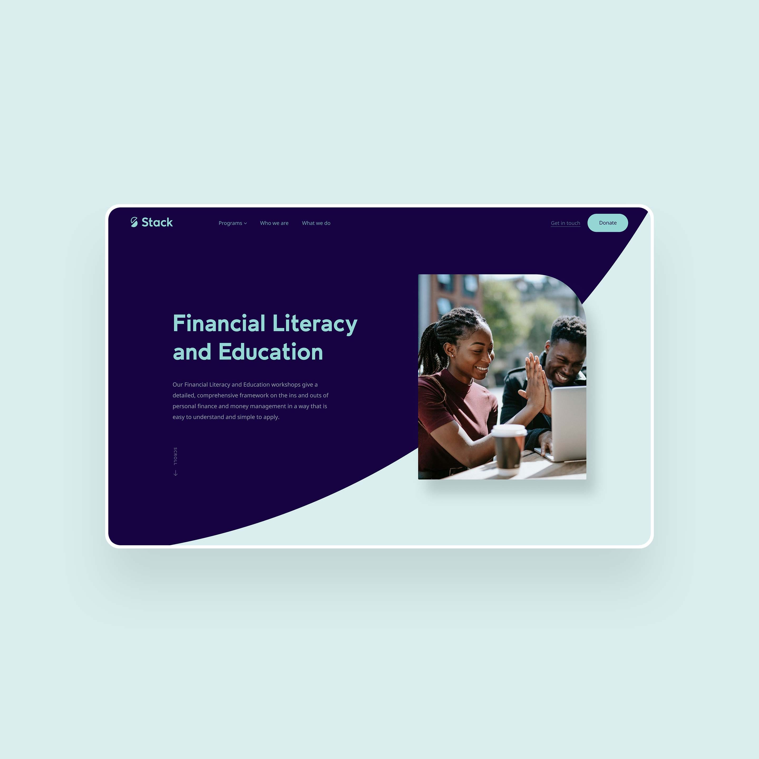 Screen of the desktop version of the course page from the Stack website designed by Silk Studio.