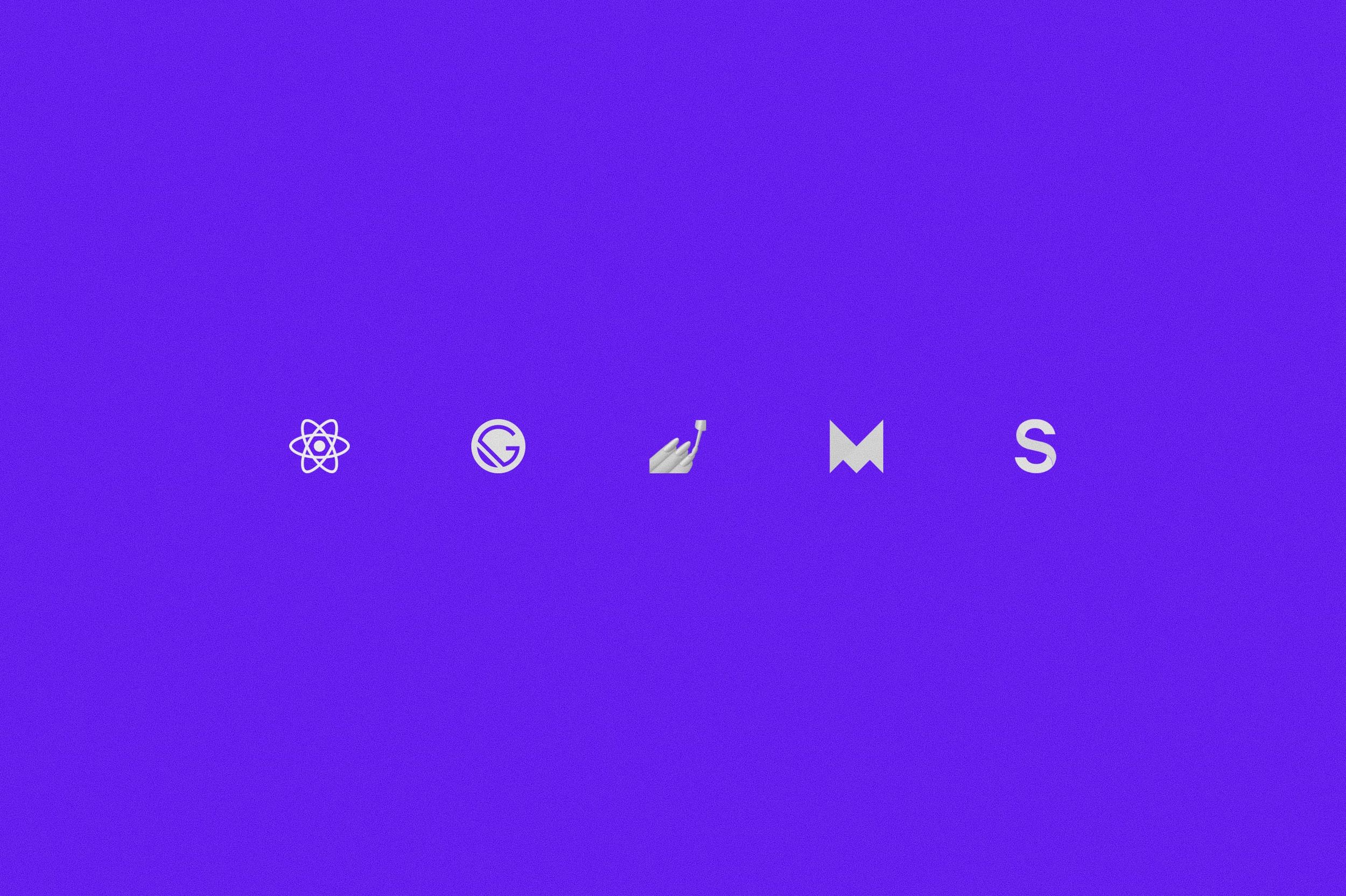 React.js, Gatsby.js, styled-components, Framer Motion and Sanity.io logos