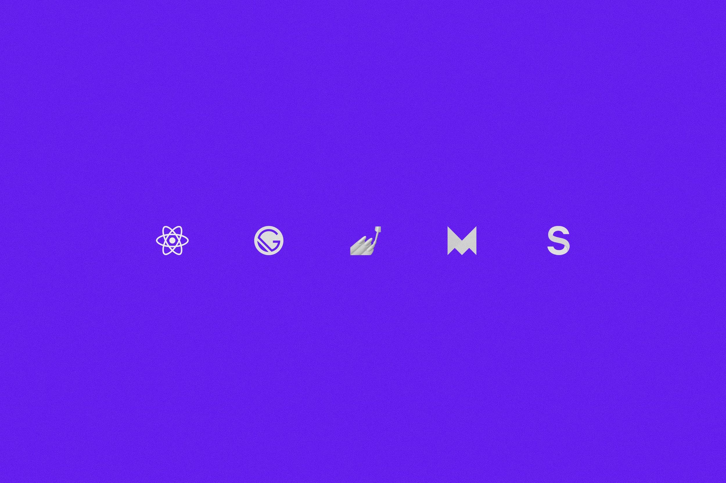 React.js, Gatsby.js, styled-components, Framer Motion and Sanity.io logos