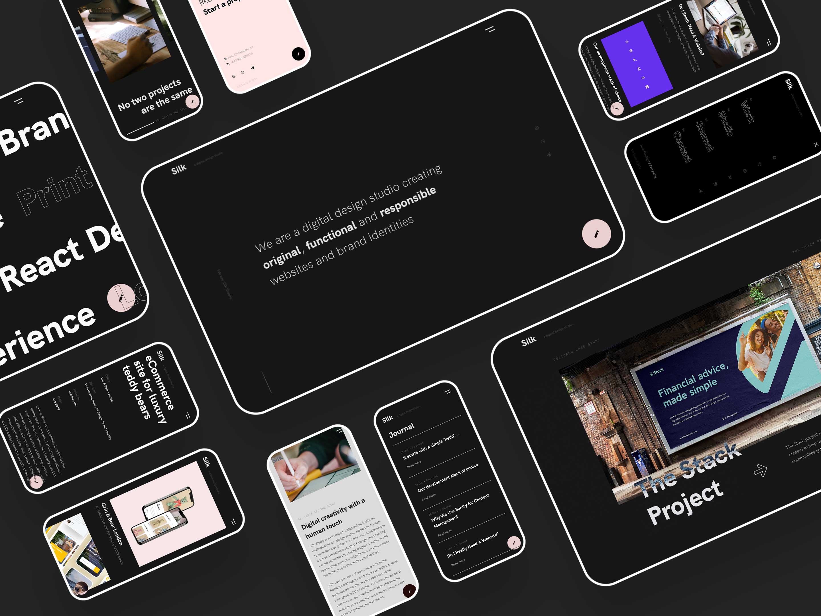 Desktop and mobile screens from Silk Studio website.
