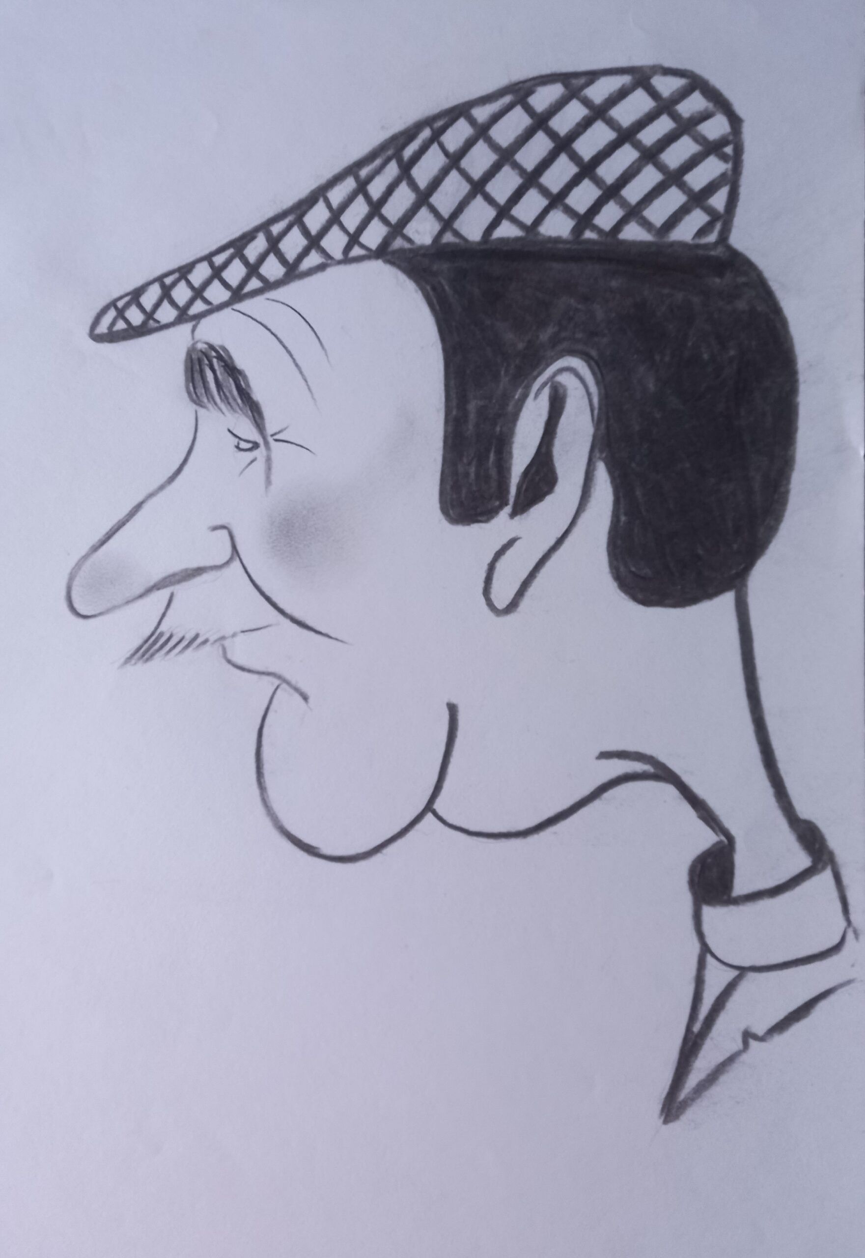 Caricature homme de profil avec un béret