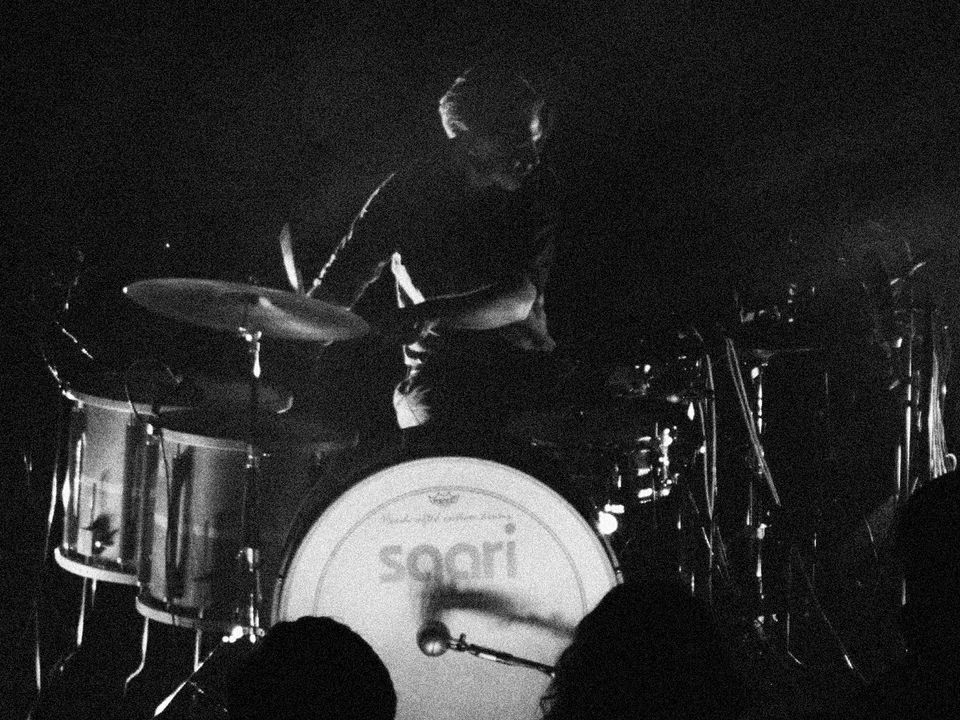 Andrea Belfi performs on a drum-kit.