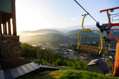 three-person chairlift at Gatlinburg SkyPark