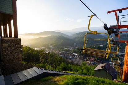 three-person chairlift at Gatlinburg SkyPark