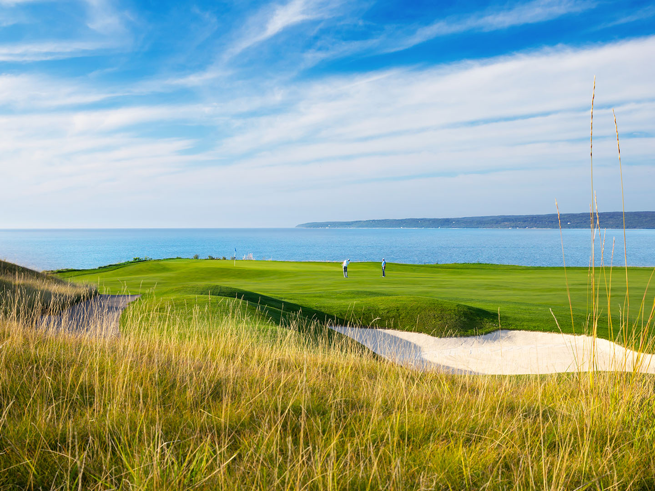 Golfer on the Links/Quarry course in Bay Harbor, MI