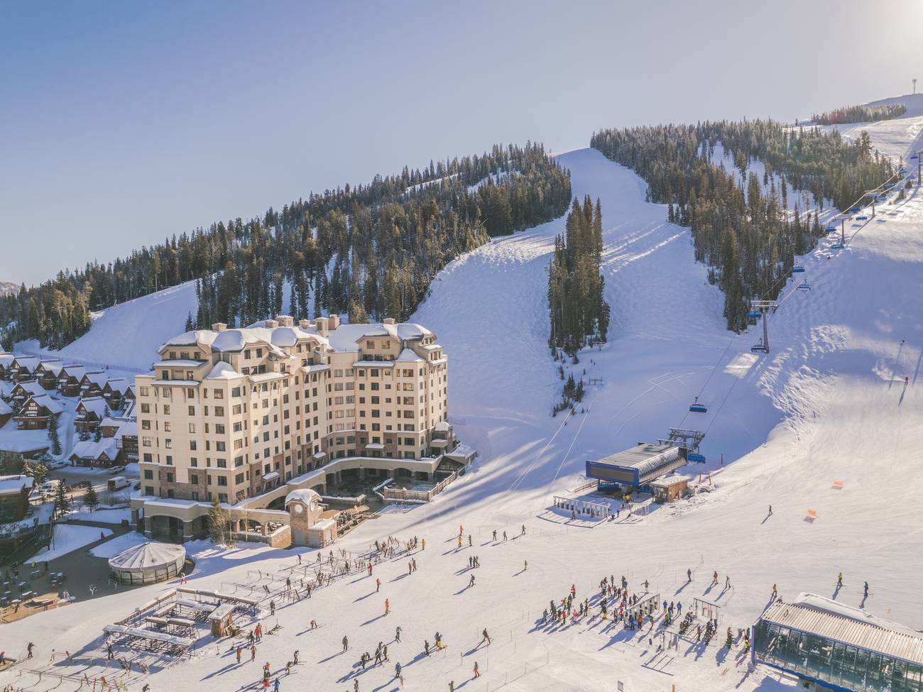 The Summit Hotel in winter at Big Sky Resort