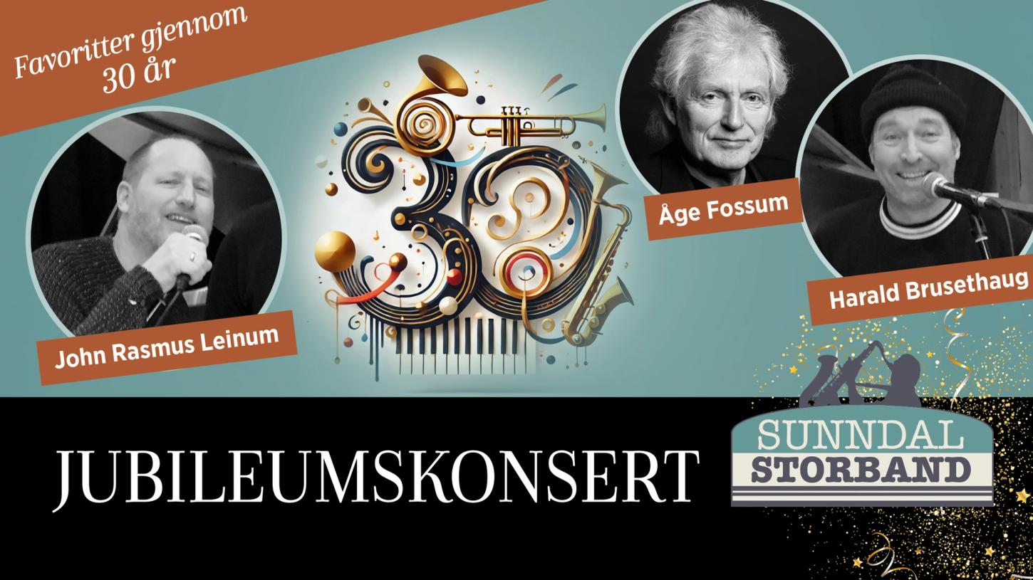 favoritter gjennom 30 år. john rasmus leinum. åge fossum. harald brusethaug. jubileumskonsert sunndal storband.