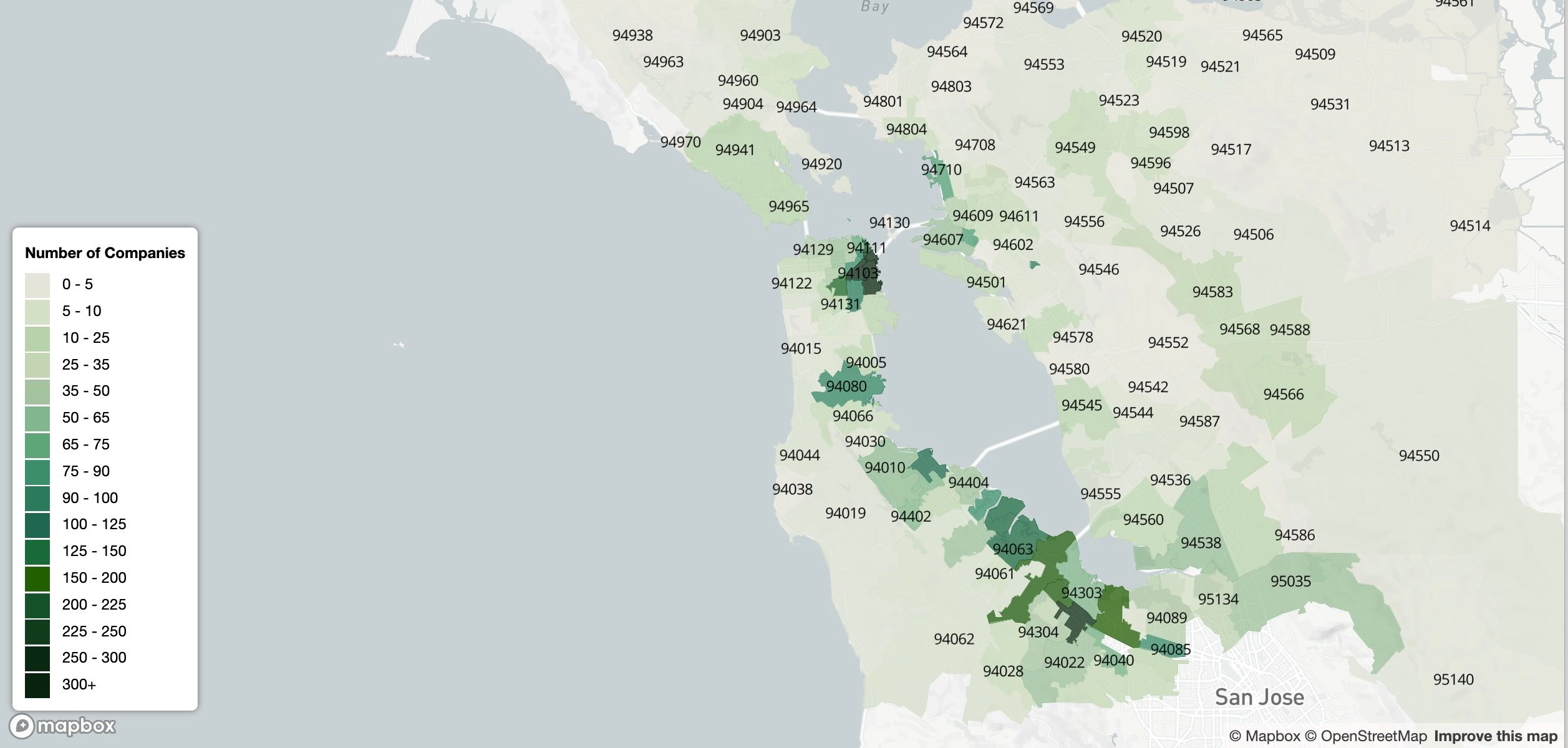 🗺️ New: Interactive Map of Tech Companies in the SF Bay Area by zip code