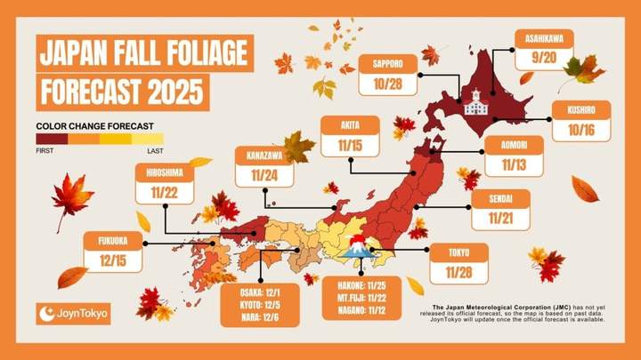 2025 年日本红叶预测