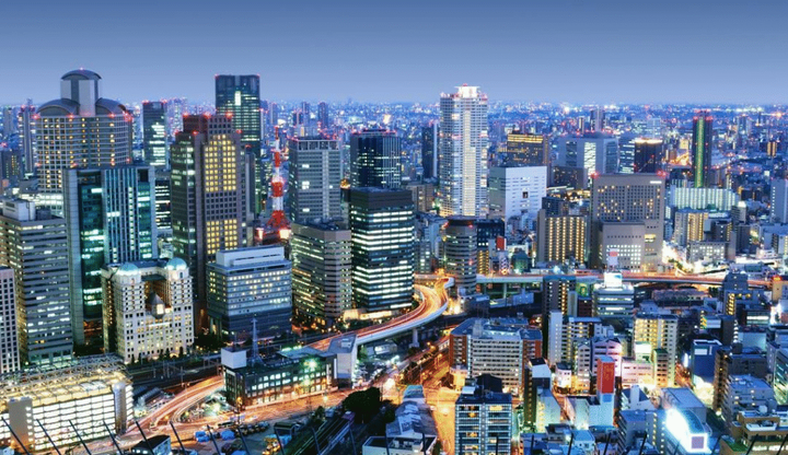 Osaka night view from above