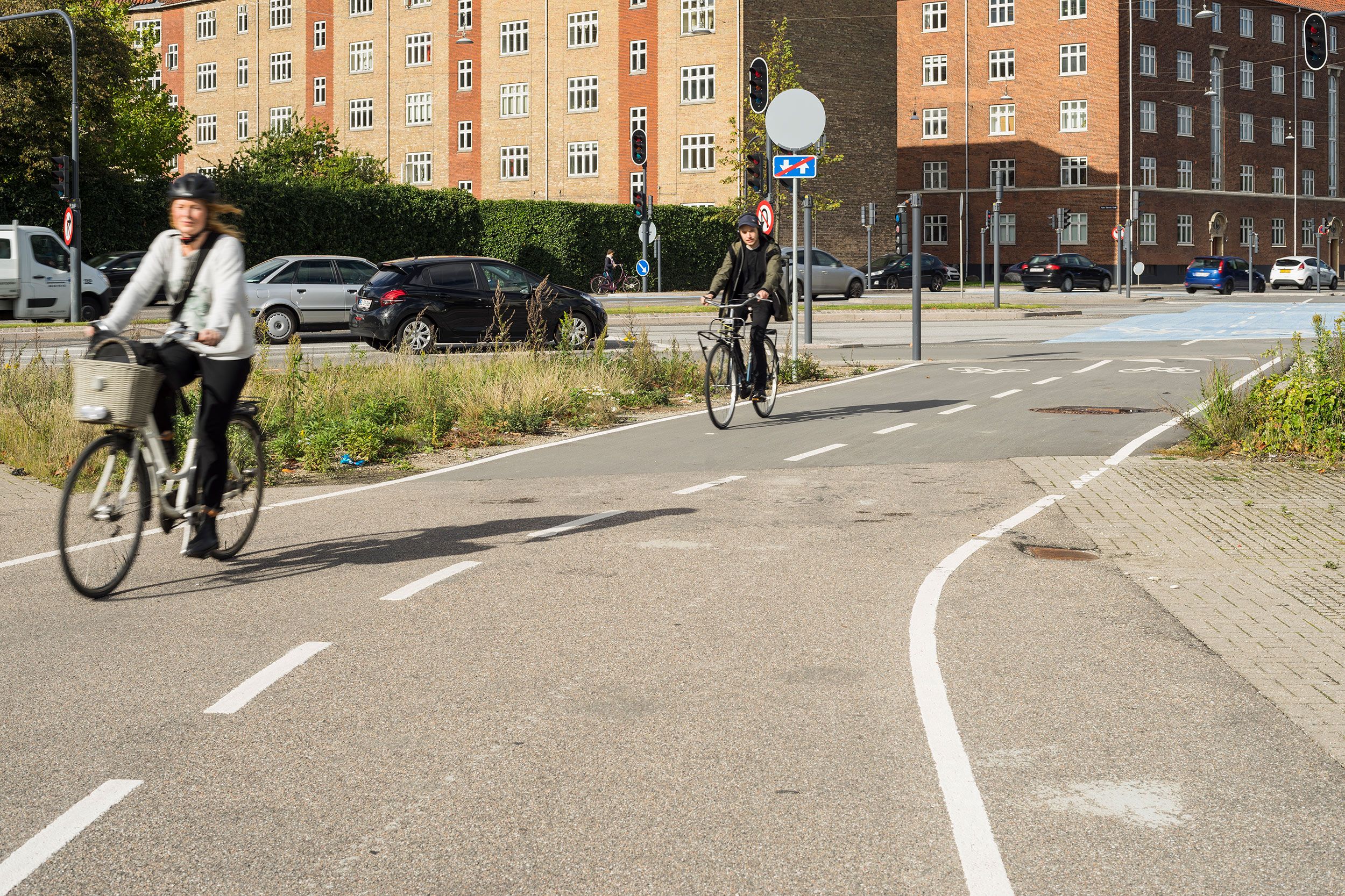 Cykelstier på Istedgade ved Enghave Plads i København
