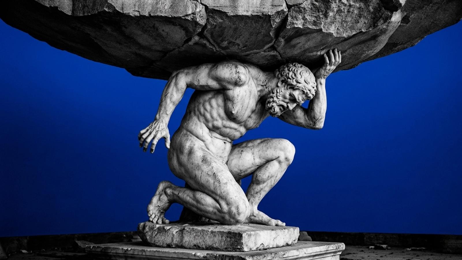 Hyperdash image focuses on the consequence for foreign exchange accounts that do not comply with MiCA. It is represented by a rock crushing a Greco-Roman statue, draining its strength.
