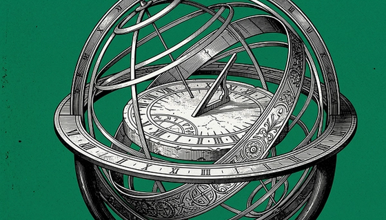 Roman sundial and armillary sphere with no shadow representing NVDA perpetuals 24/7 trading on Hyperliquid metaphor