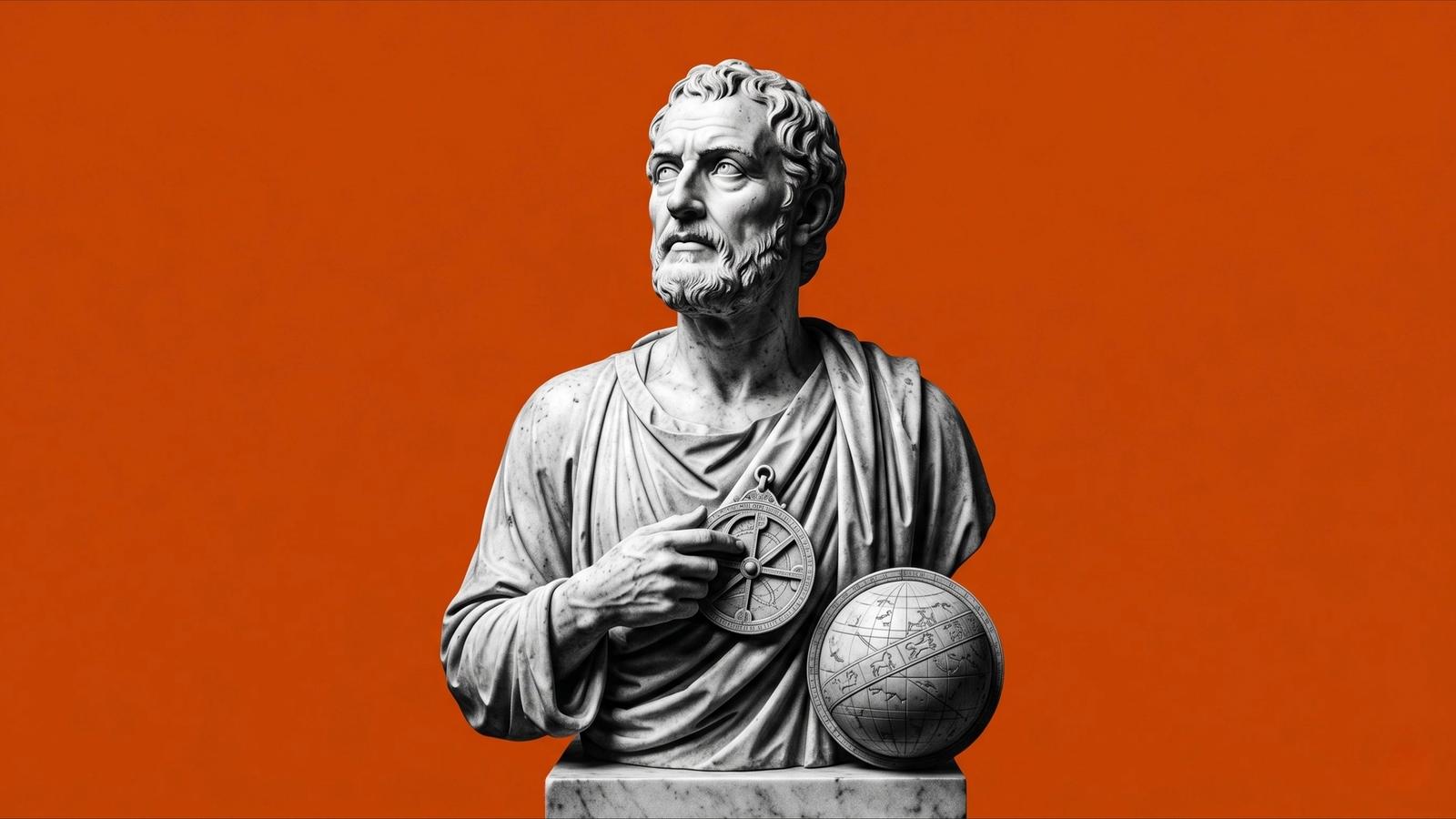 Hyperdash blog cover image for the SPCX article: classical marble bust of a philosopher holding a globe against an orange background, with the headline reflecting on "(SPCX) The Biggest IPO of All Time — Trade SpaceX on Hyperdash" and $2.2 billion volume callout