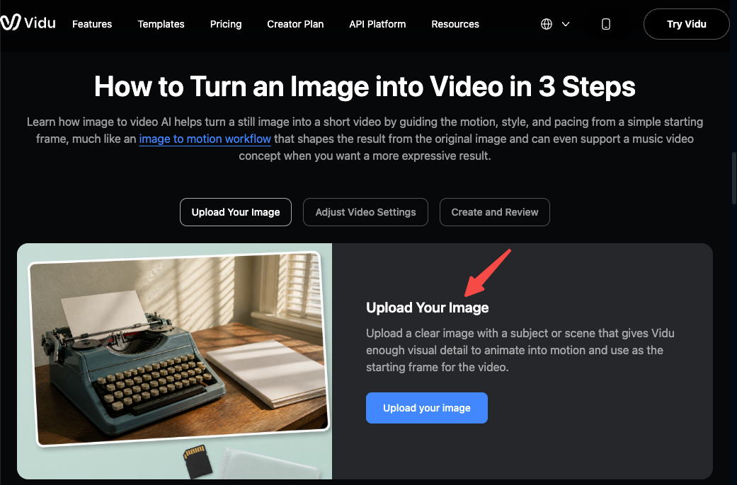 Web dashboard showing step by step guide to animate typewriter graphics for marketing videos.
