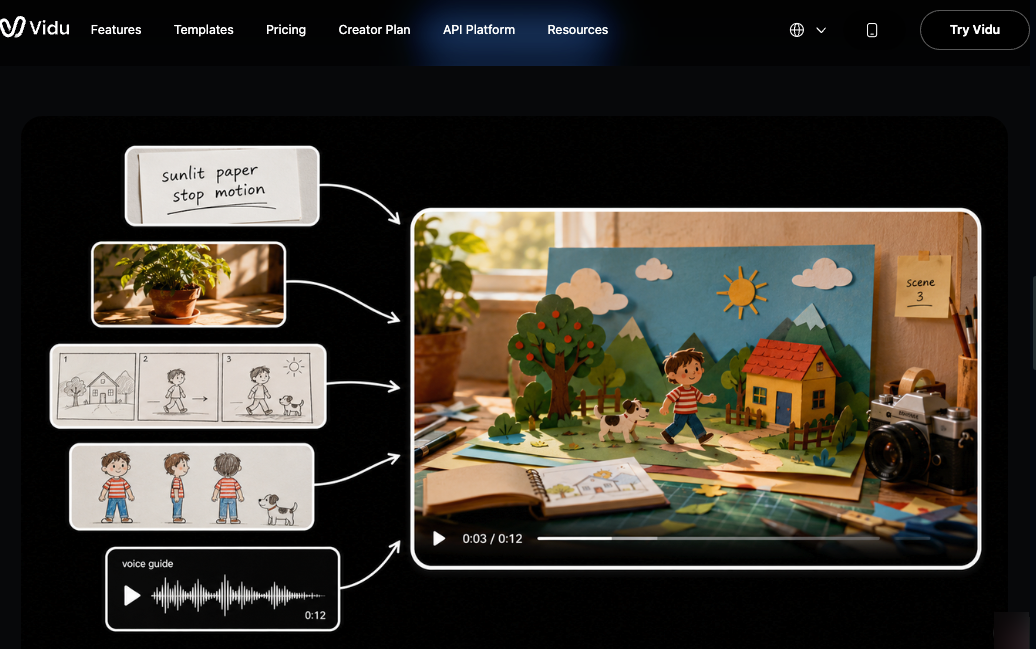 A papercraft stop-motion storyboard generated using the best AI tools for UGC-style video content.