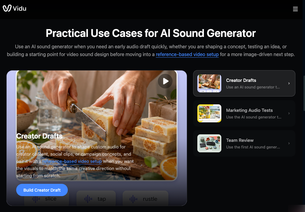 Soap cutting video interface demonstrating daily workflows for a professional ai sound effect generator.
