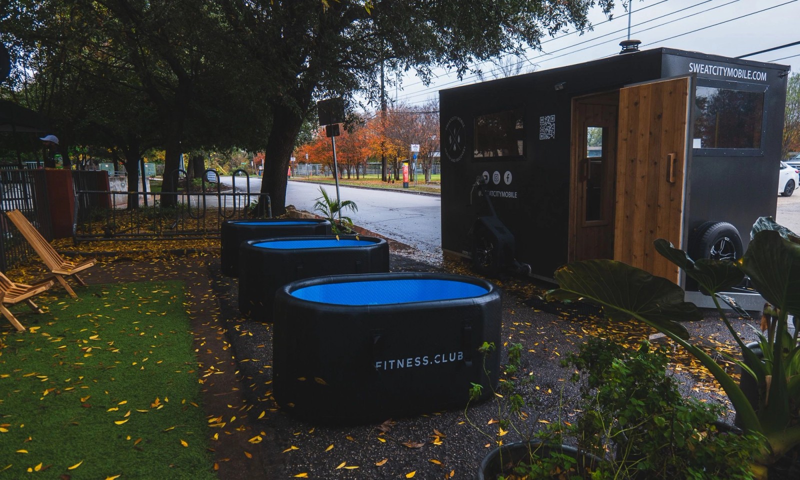 The Sweatcity Mobile sauna at an Austin event