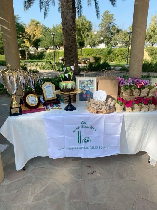 Trophies and souvenir gift bags from the Dubai Sports Carnival