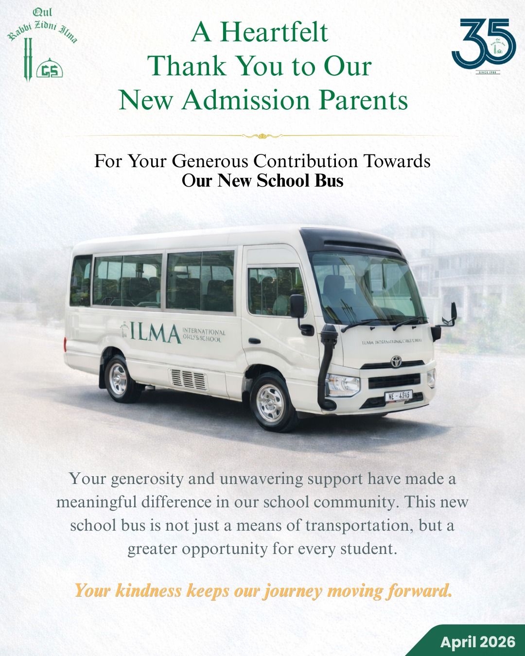 New Coaster school bus donated by parents