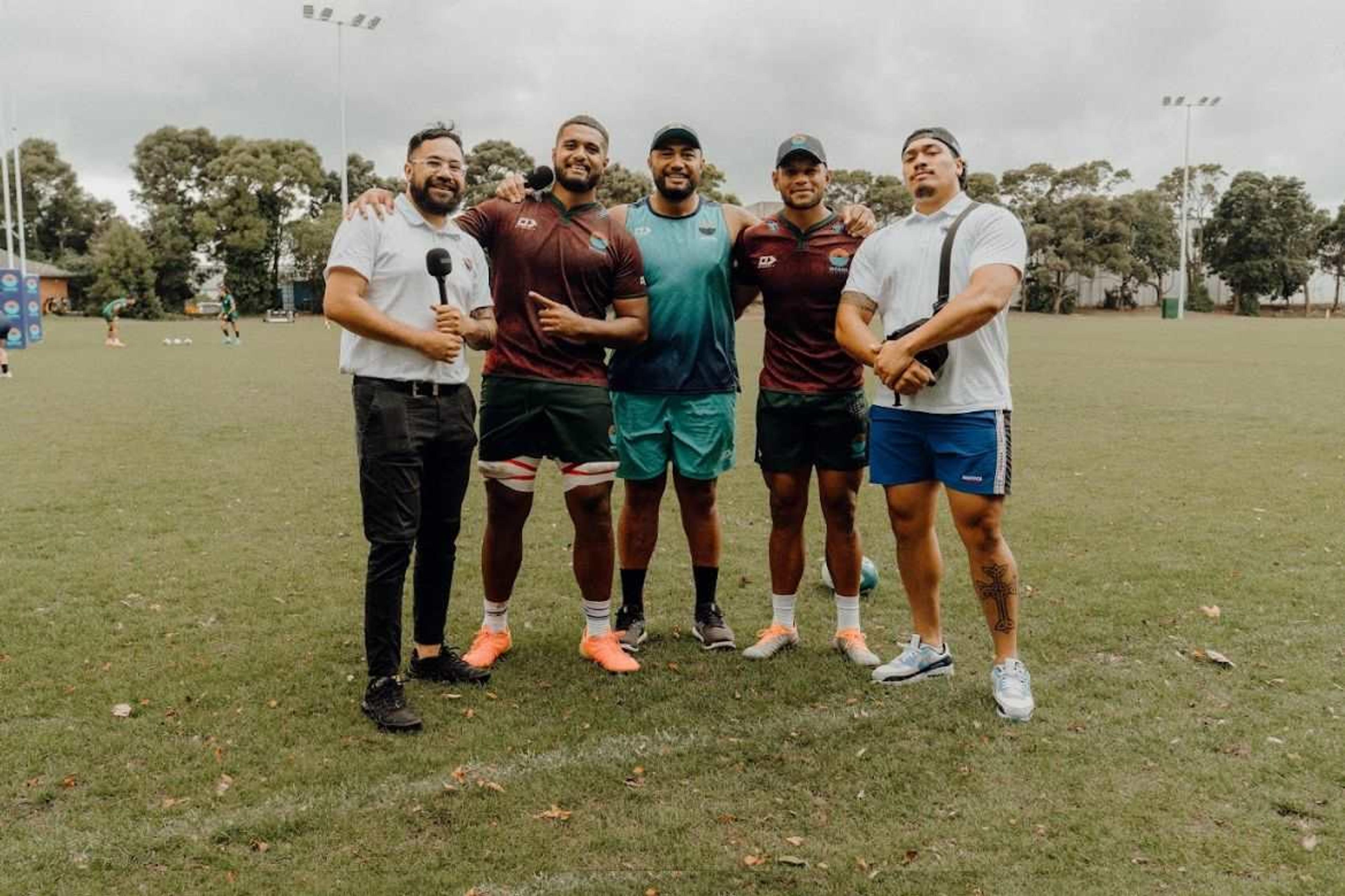 Morning Shack crew with the Moana Pasifika boys before their weekend battle. Photo/PMN/Joseph Safiti​