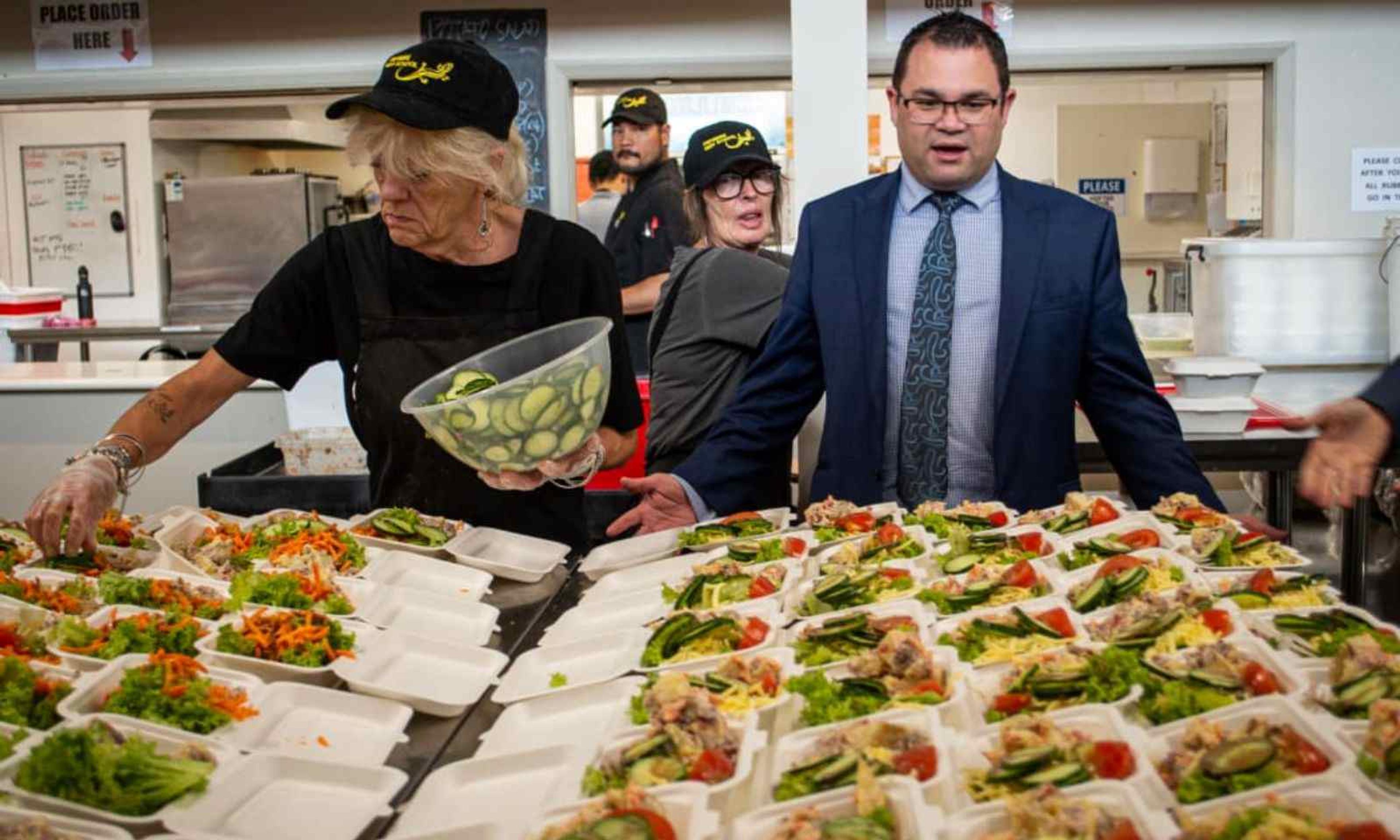 Palmerston North Labour MP Tangi Utikere visits the Healthy Lunches project at Freyberg High School.