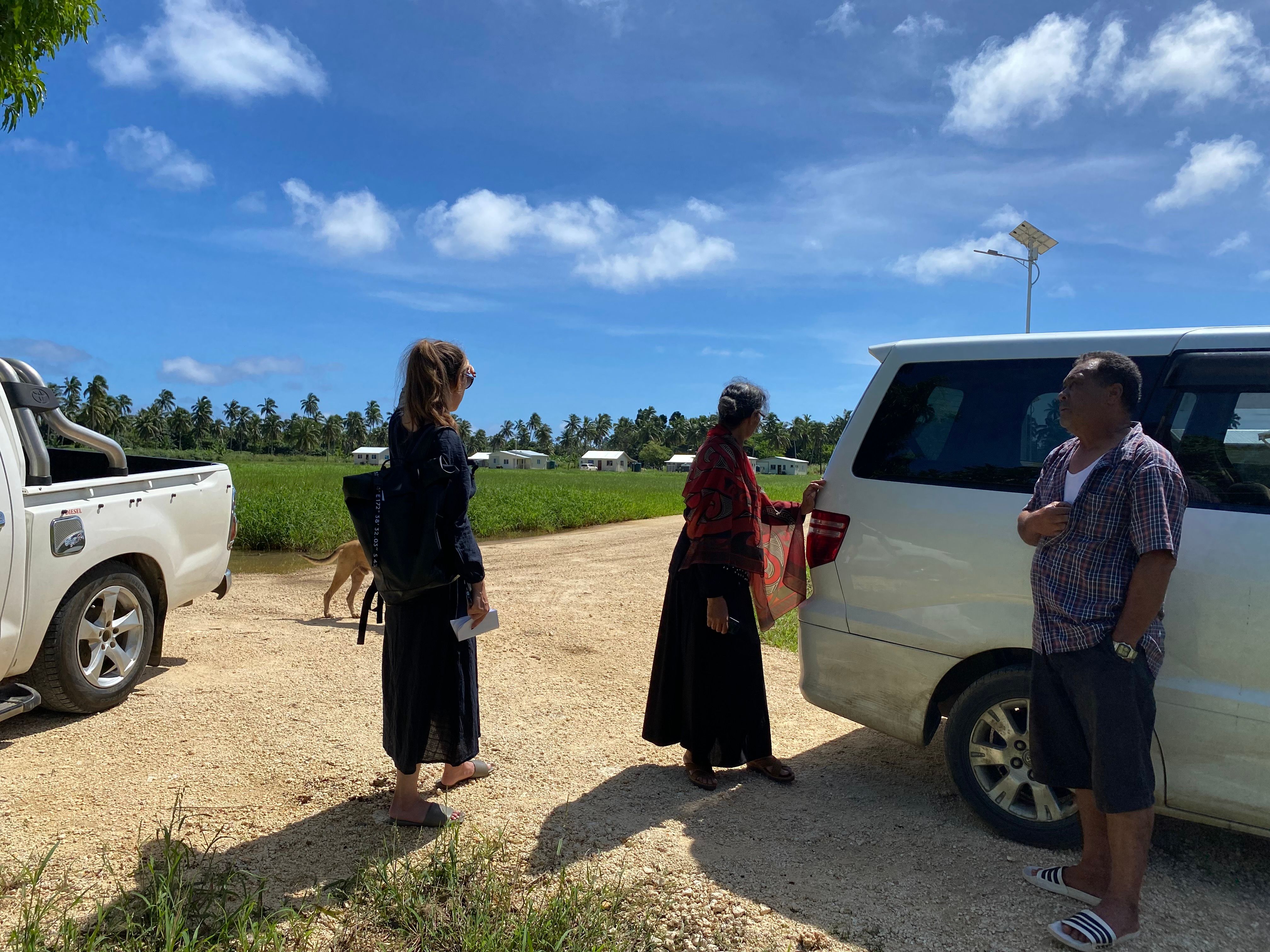 Surveying ‘Atataa Si’i in Tongatapu, a new village hosting relocated people from ‘Atataa island following Hunga Tonga-Hunga Ha’apai eruption. Photo/Supplied