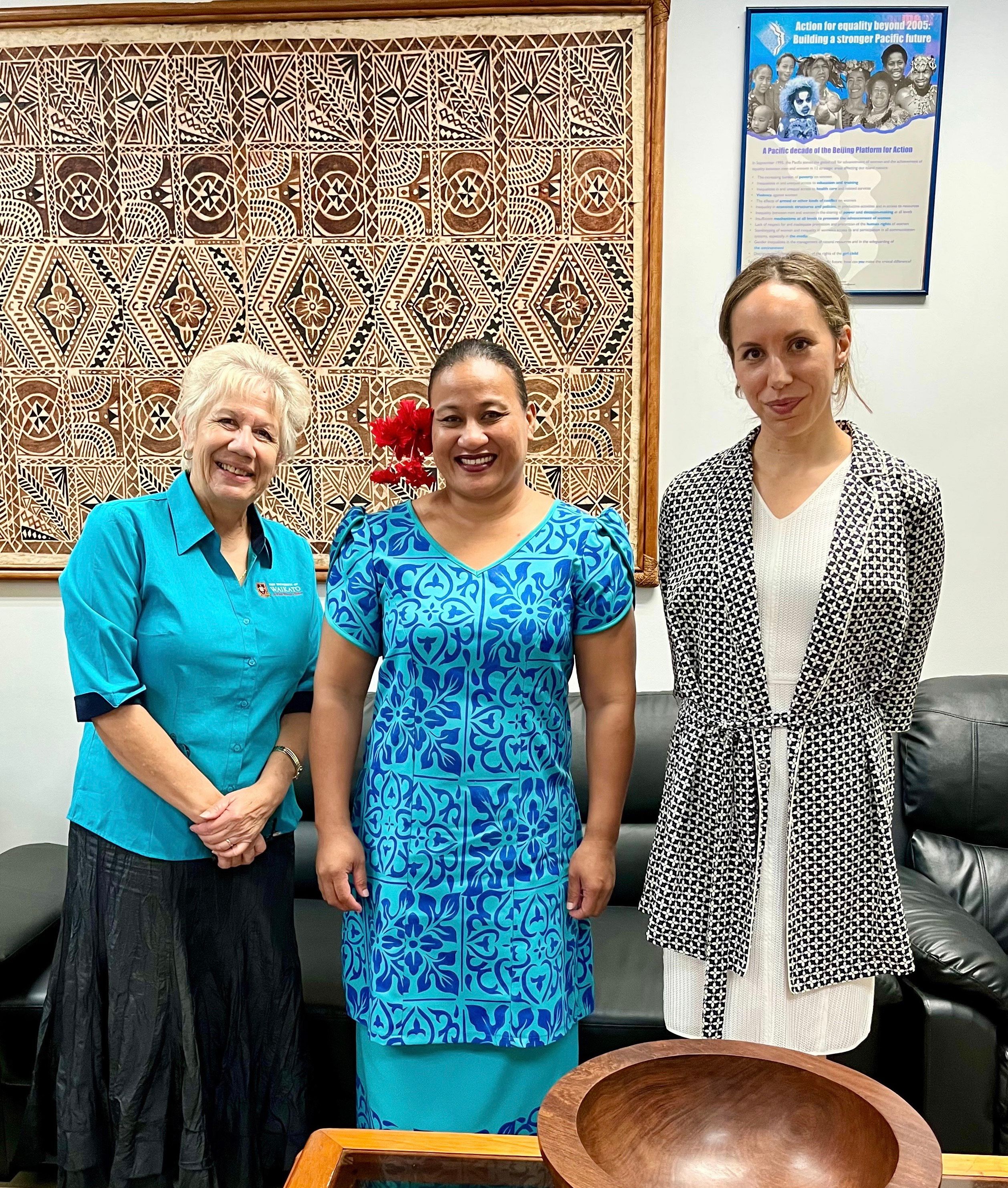 Professor Sandy and Lora with CEO of the Ministry for Women, Community and Social Development in Samoa Dr Mema Motusaga. Photo/Supplied 