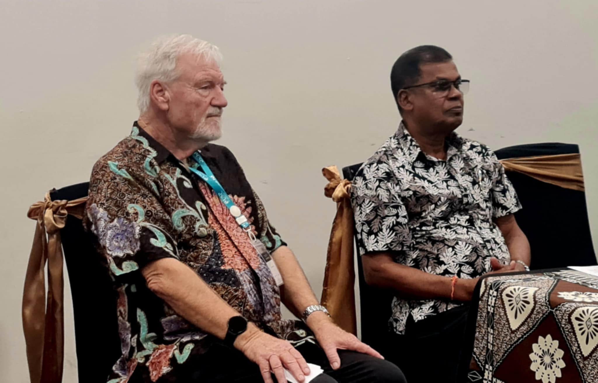 Asia Pacific Report editor Dr David Robie (left) with Fiji Deputy Prime Minister Professor Biman Prasad