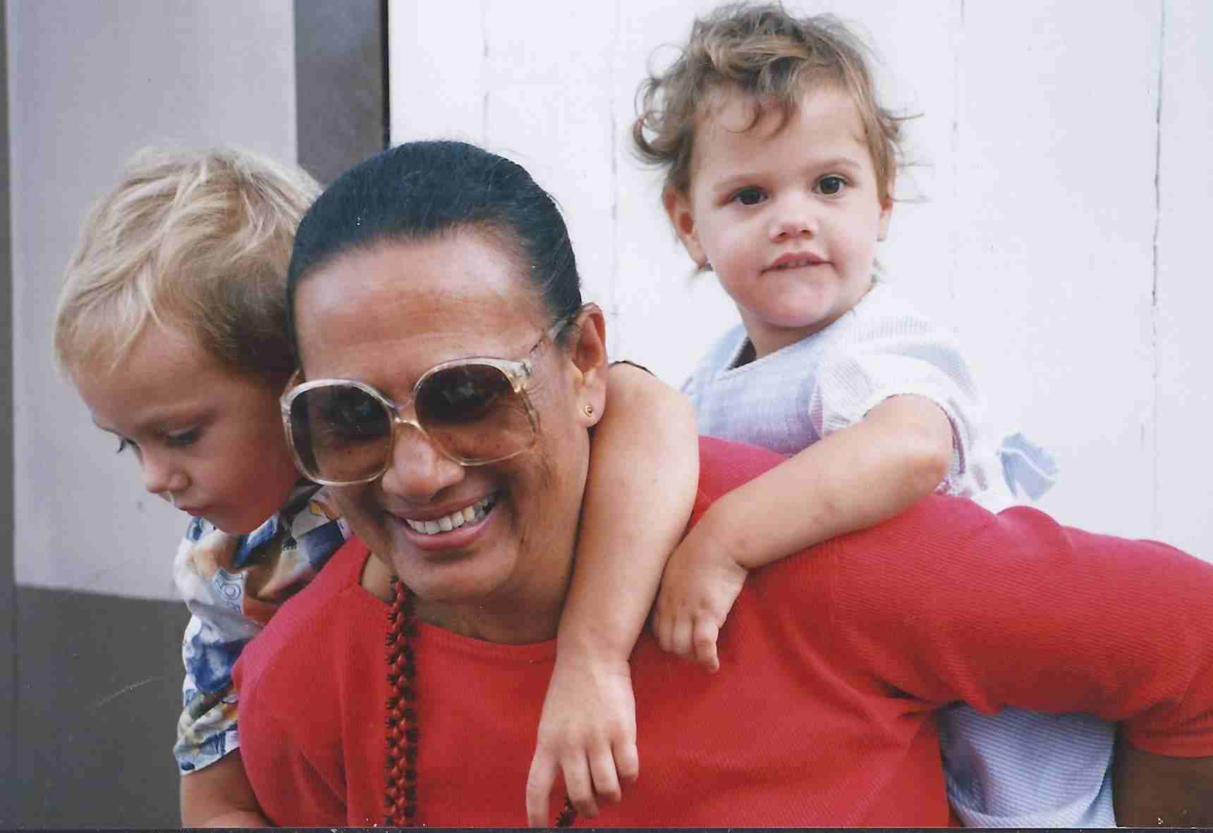 Grandma with my brother Jason (3) and me (1), 1990