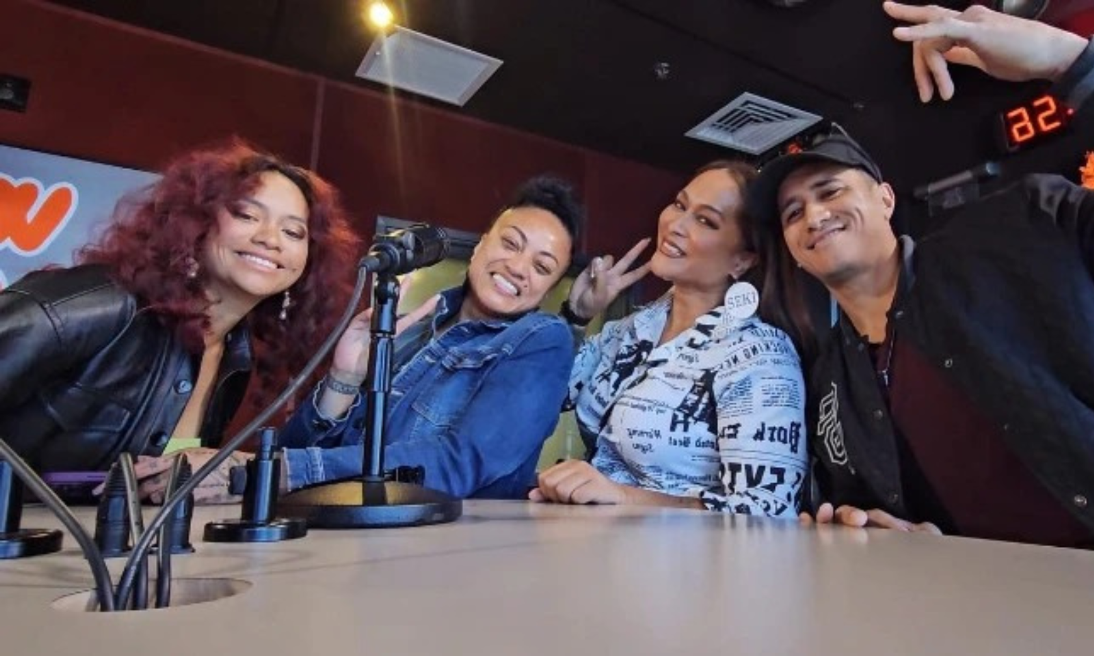 The Williams siblings (from L-R) Ezra (Razé), Emily, Lavinia, and Josh at their interview on NiuFM with Chelsea Cuthers-Munro. They also featured on Pacific Days with Ma'a Brian Sagala. 