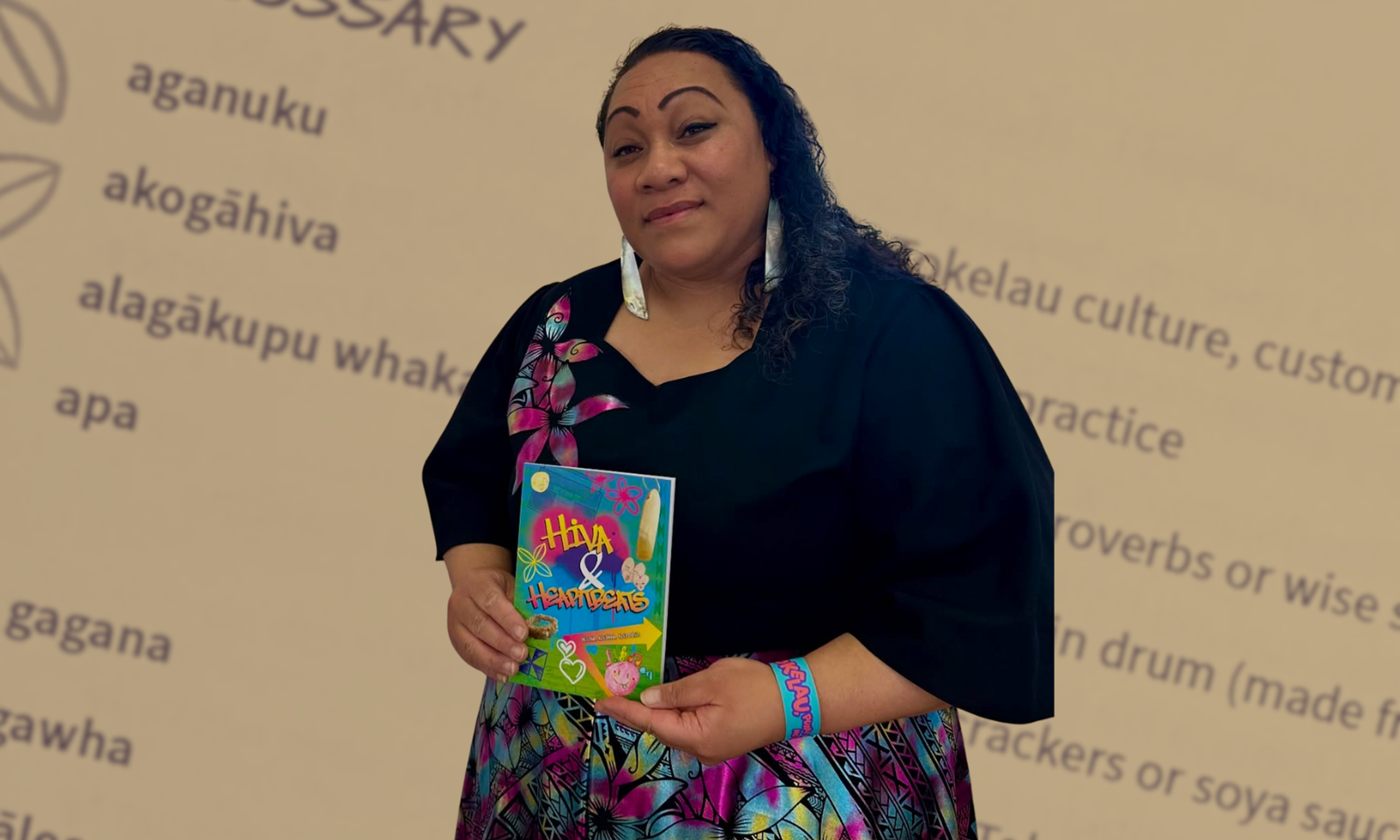 Selina Alesana Alefosio with her novel 'Hiva & Heartbeats'.