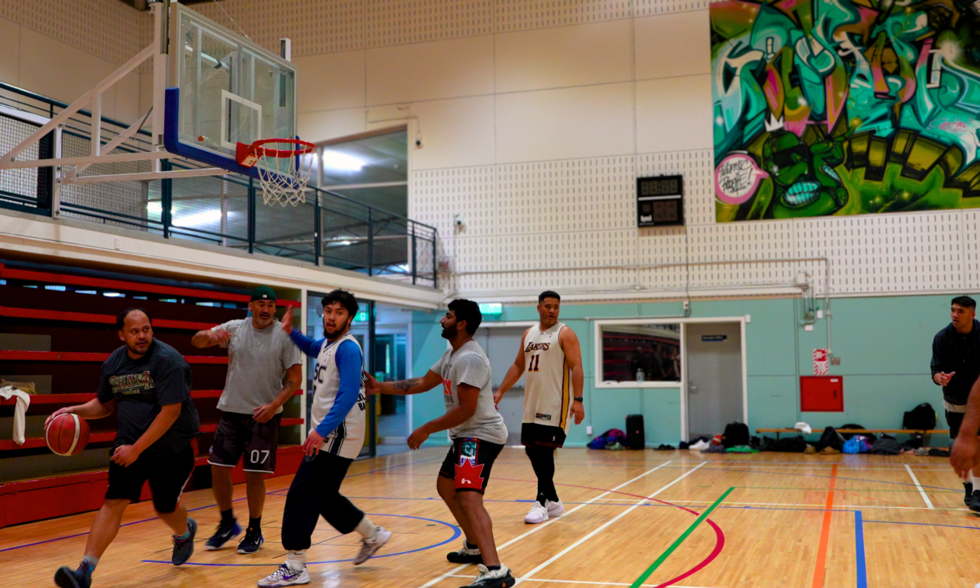 Rush Hour Community Basketball Run meets every Monday, Wednesday, and Friday at the Ōtara Rec Centre aka 'The House o Pain'