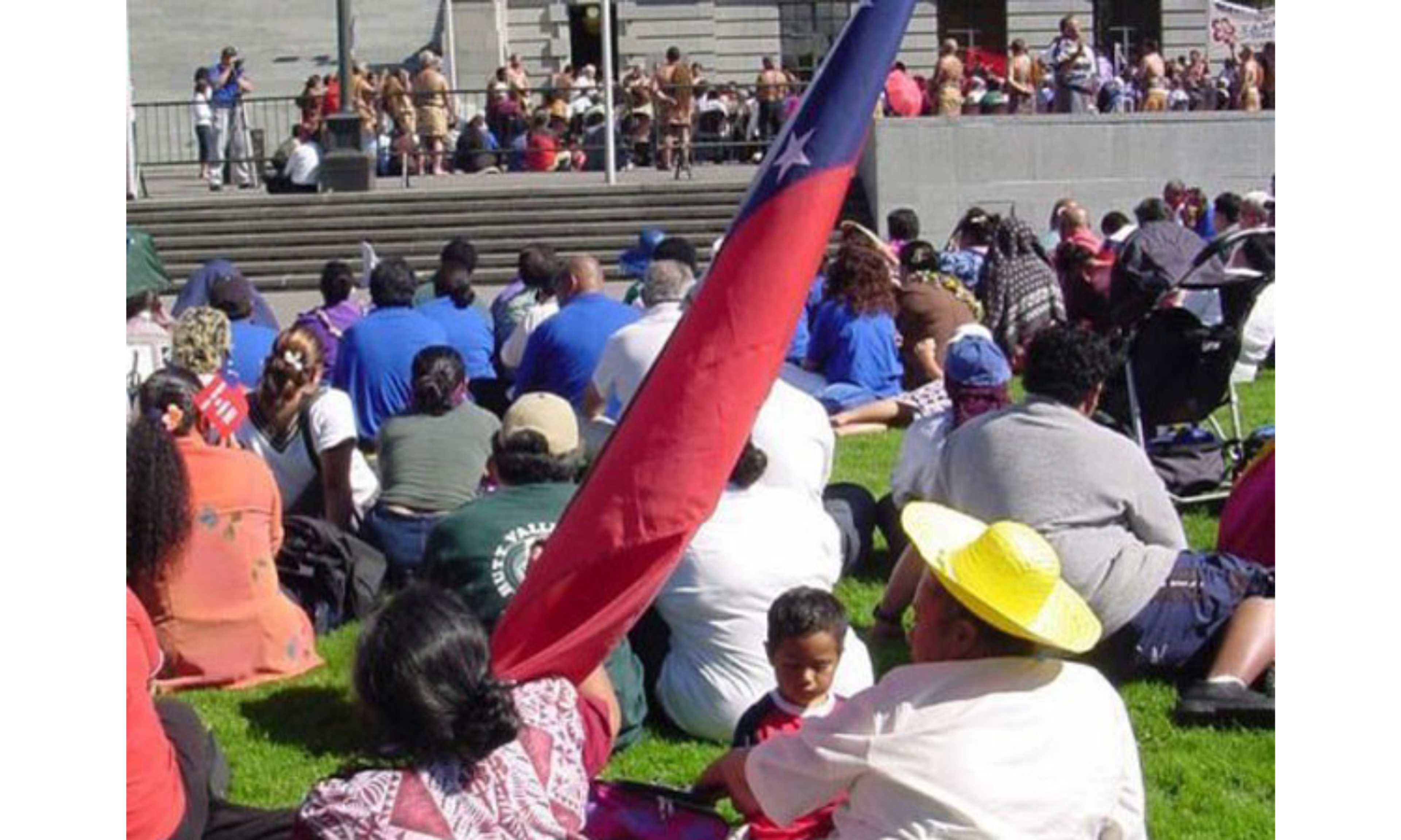 On the steps of Parliament in 2003, thousands of Samoan people deliver a petition with 90,000 signatures against the Citizenship (Western Samoa) Act 1982.