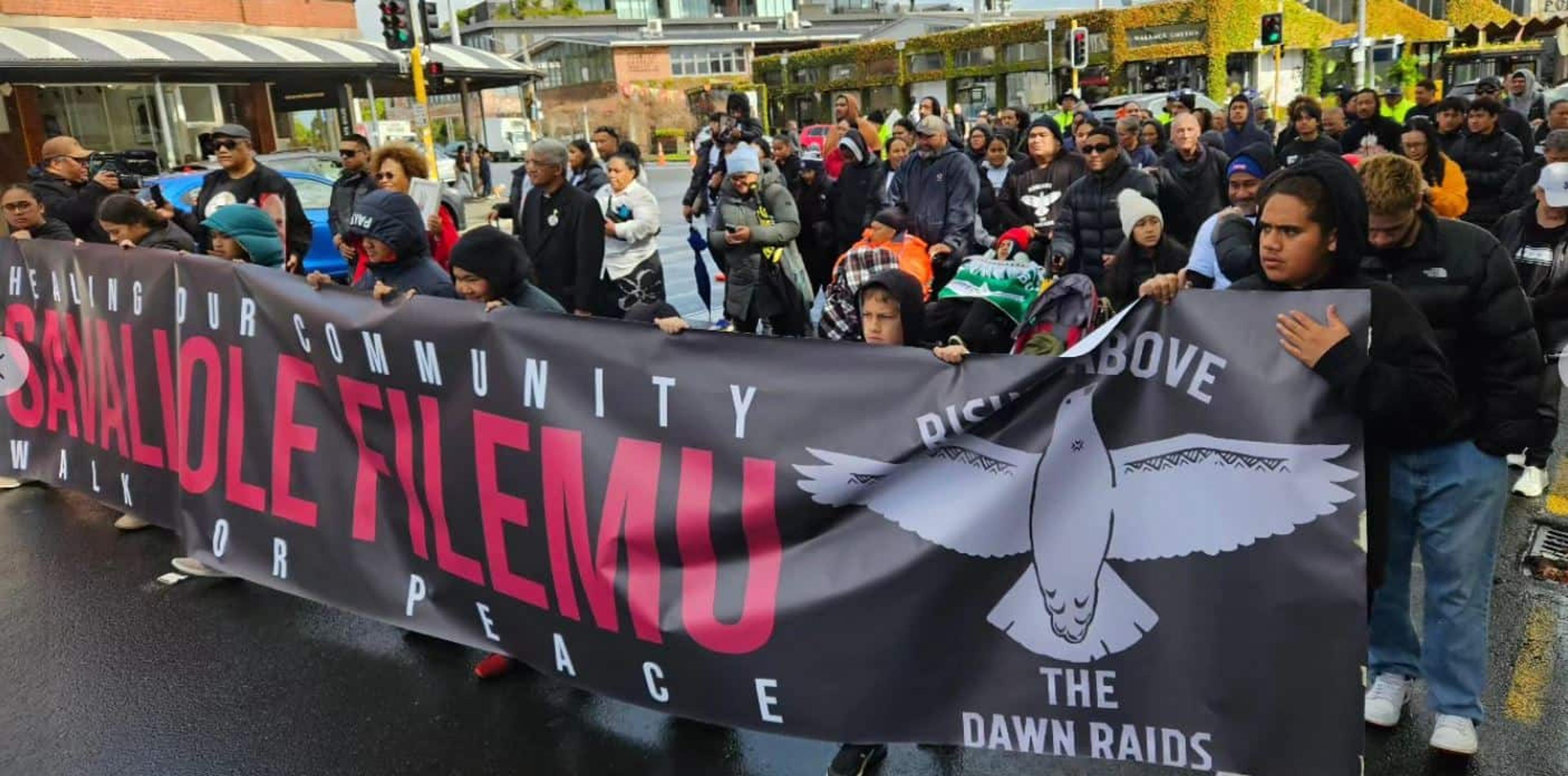 Marchers in Ponsonby remember Dawn Raids and call for overstayer amnesty.
